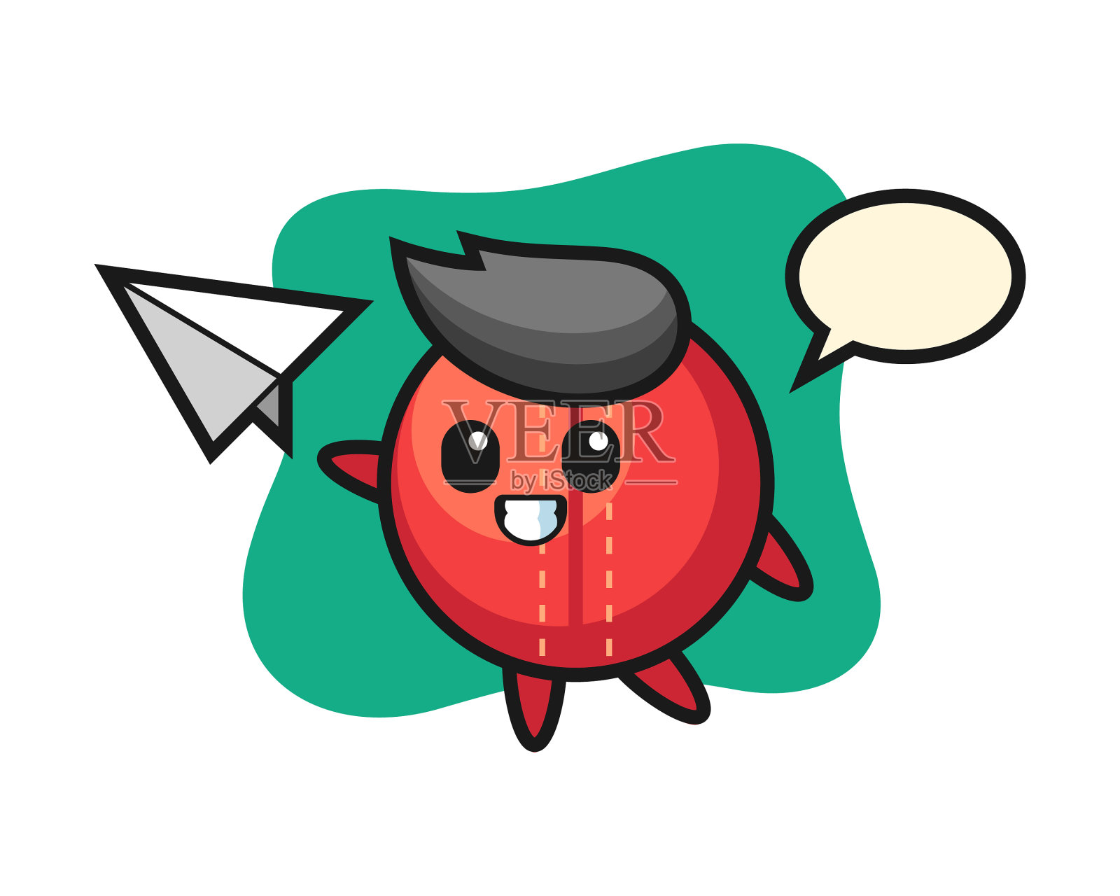 板球卡通扔纸飞机设计元素图片