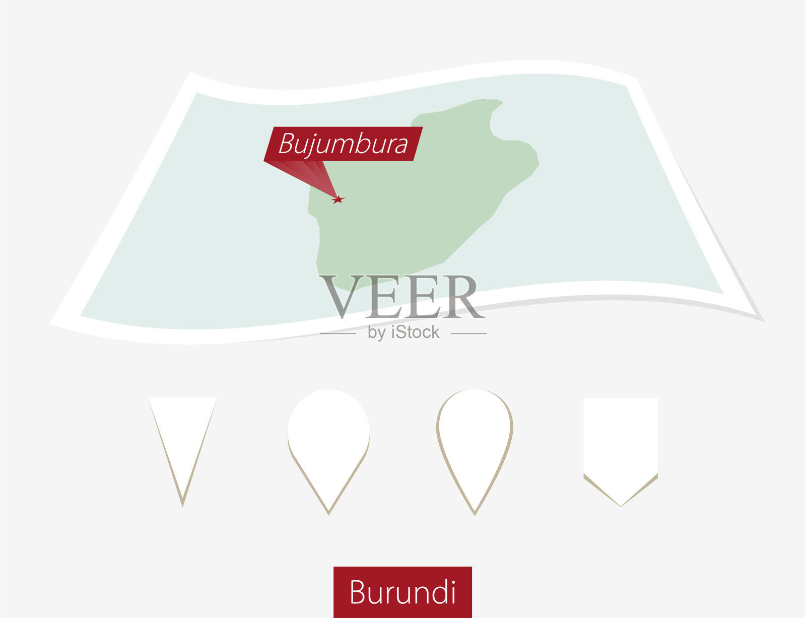 曲线纸地图布隆迪与首都插画图片素材