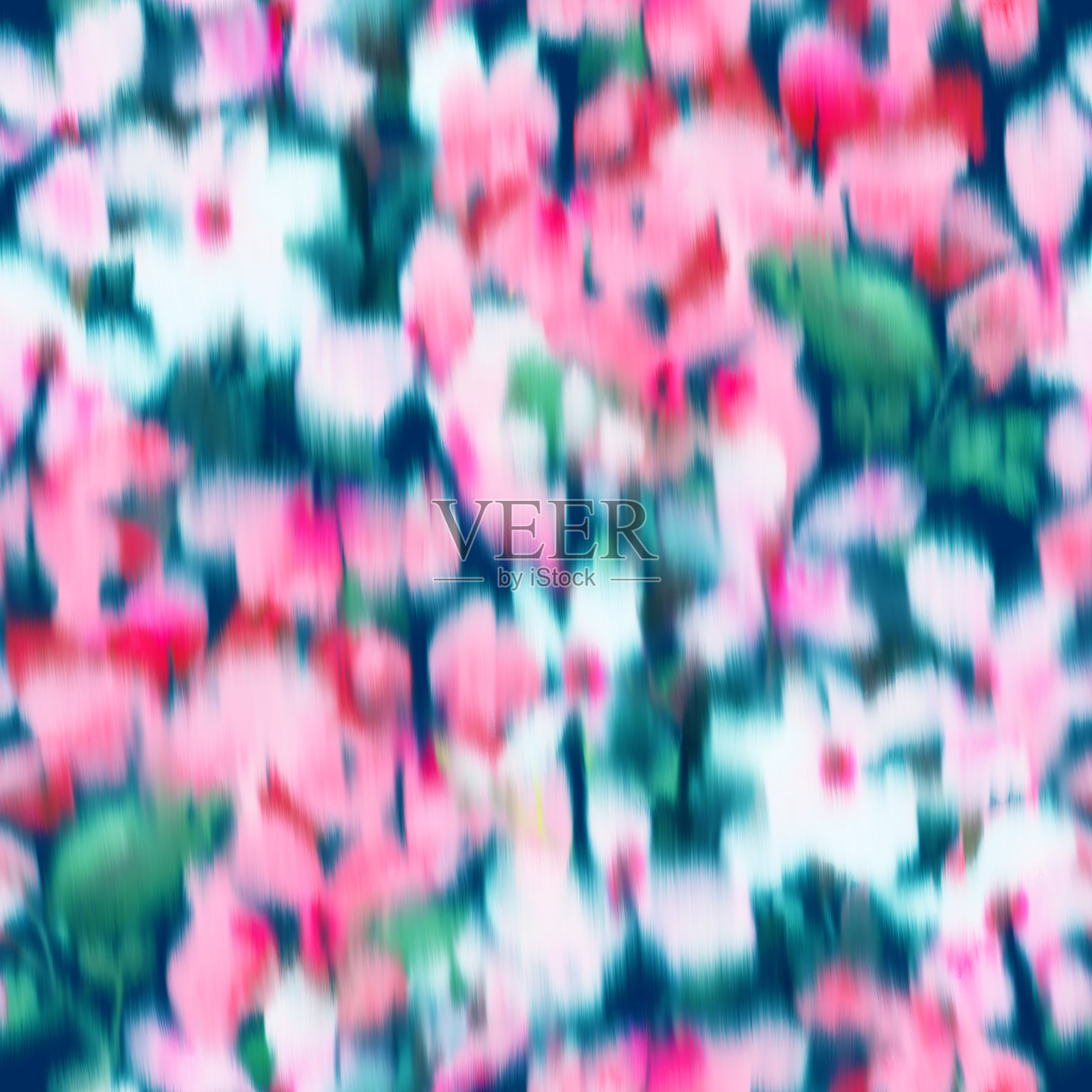 无缝图案的模糊的田野花。花的盛开。植物背景与散焦水彩花瓣。面料和纺织品的时尚设计。插画图片素材