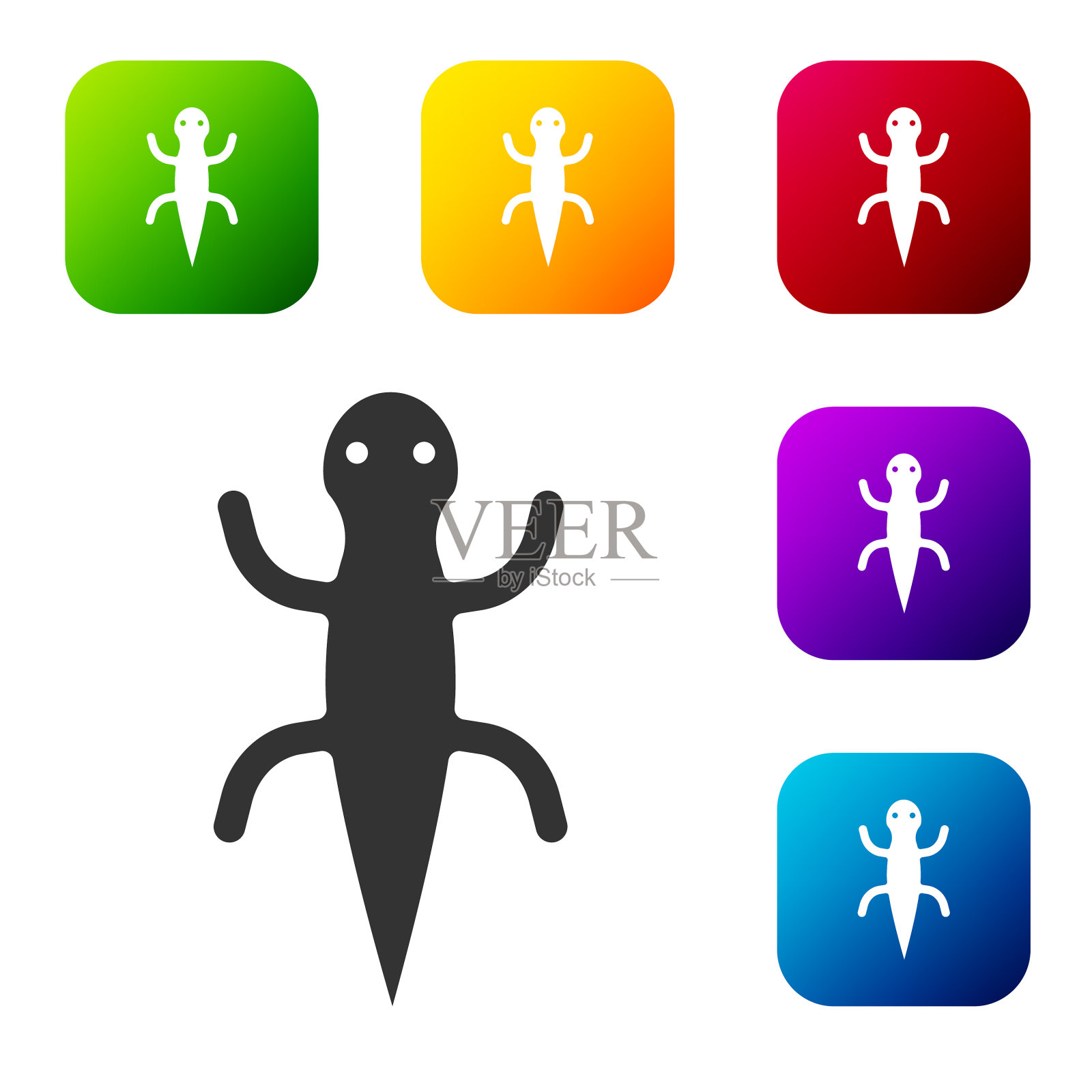 黑色蜥蜴图标孤立在白色背景图标素材