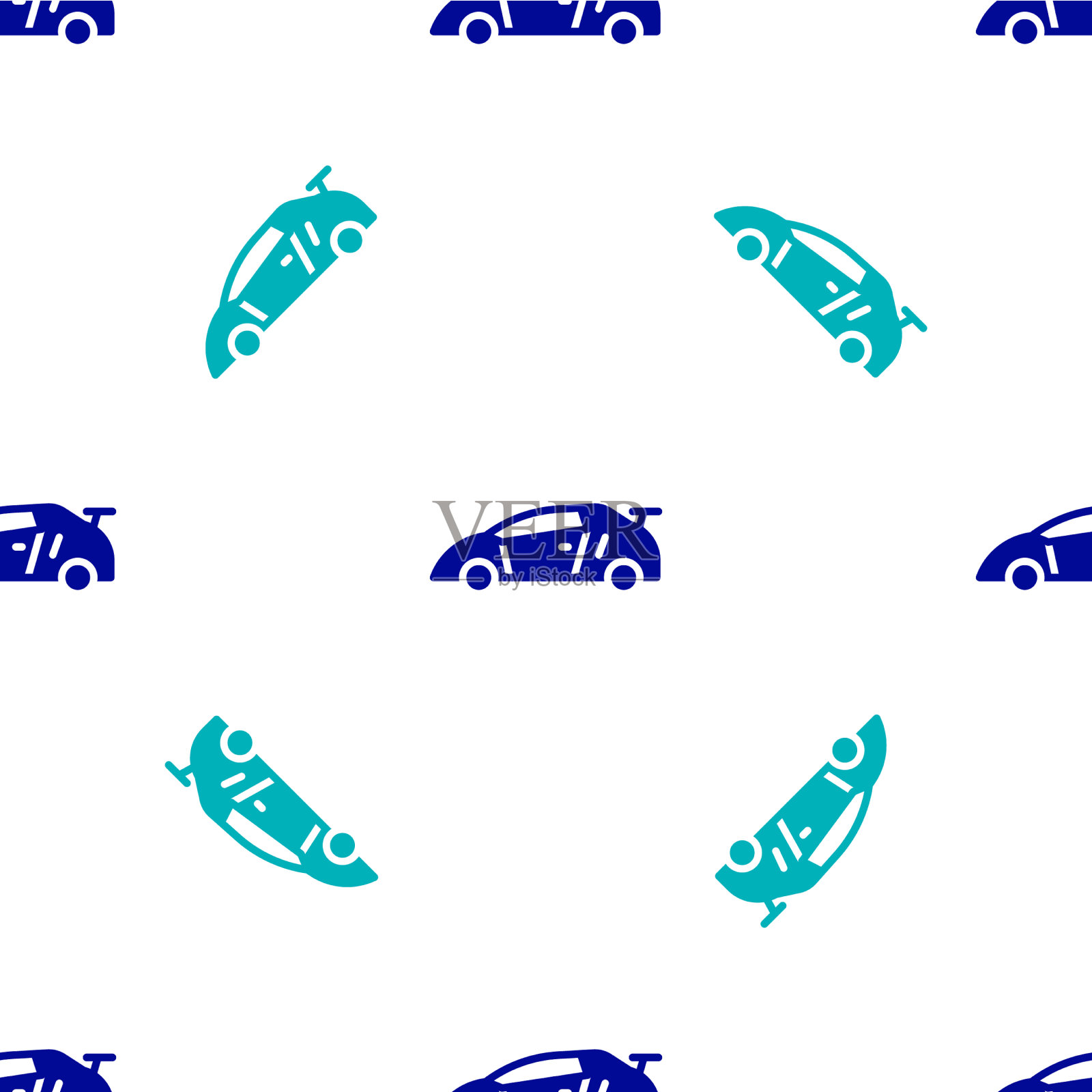 蓝色赛车标志隔绝无缝插画图片素材