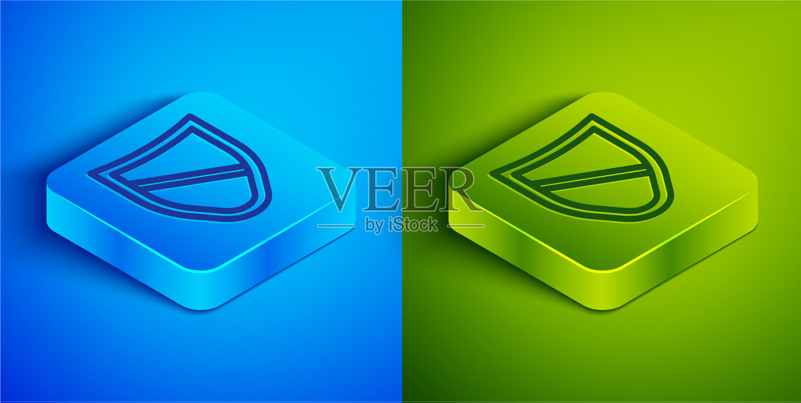 等距线屏蔽图标隔离在蓝色和图标素材