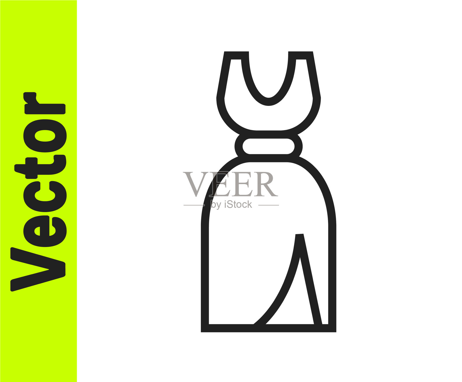 黑线女子服装图标孤立在白色图标素材