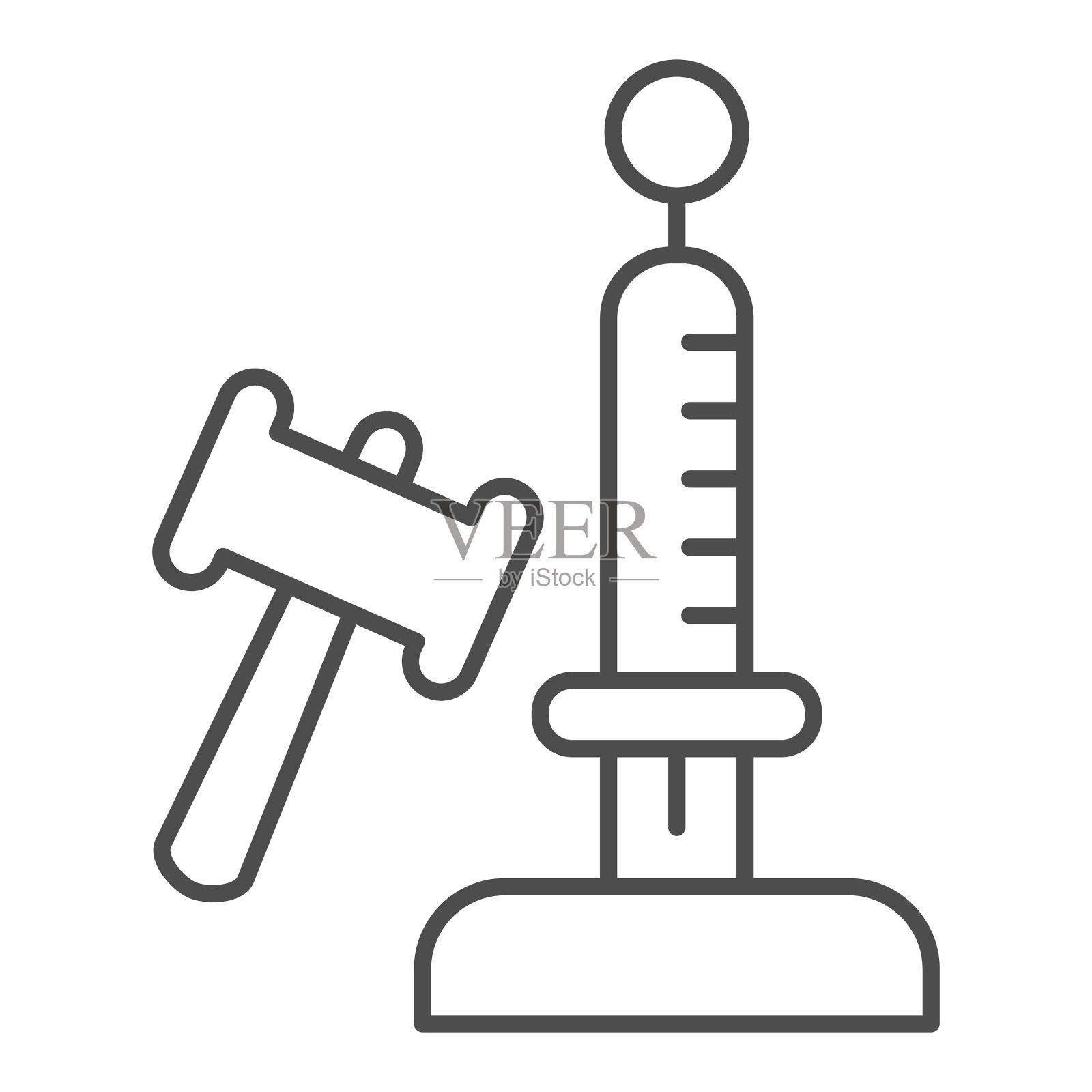 游戏用按钮和锤子细线图标图标素材
