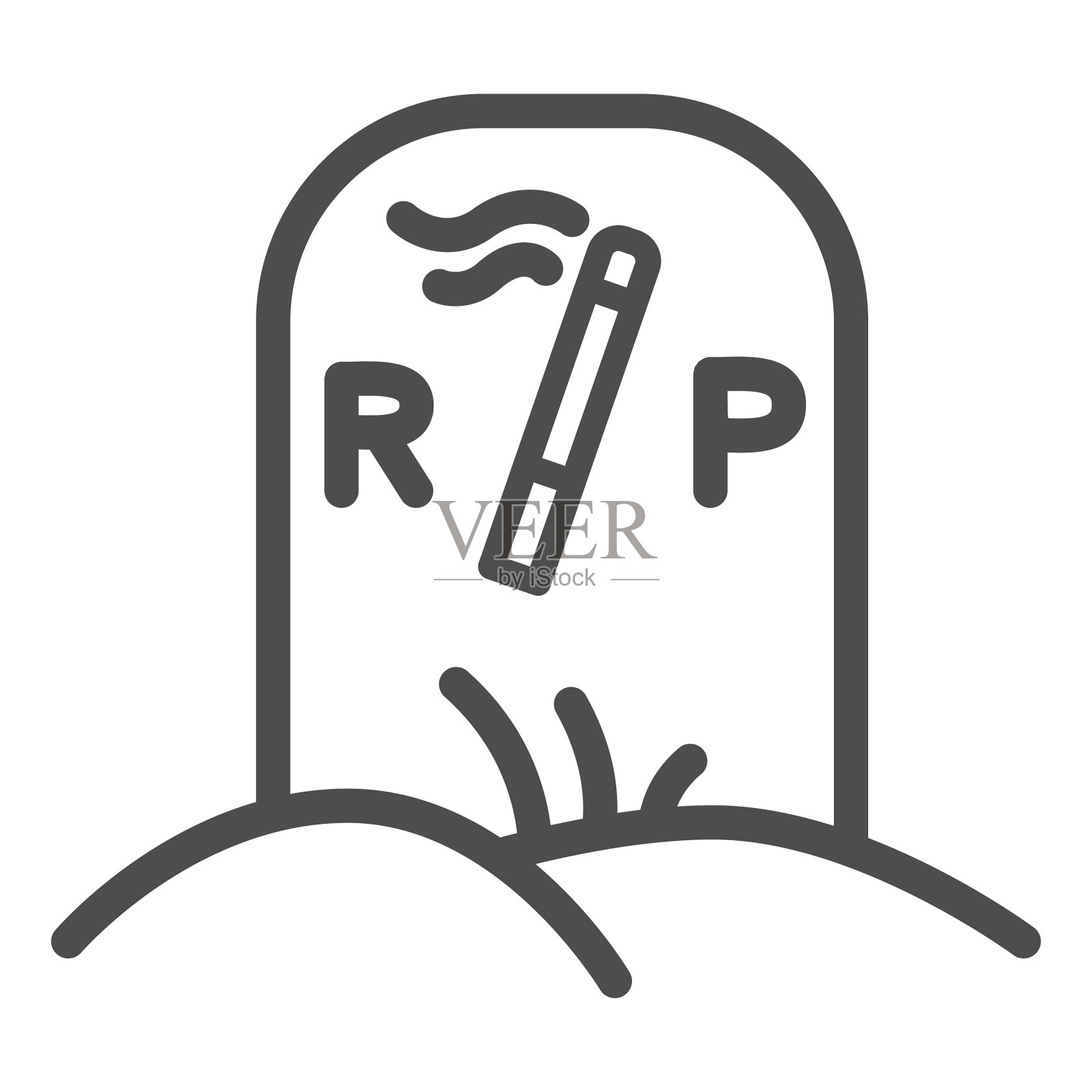 墓用烟线标志吸烟概念插画图片素材