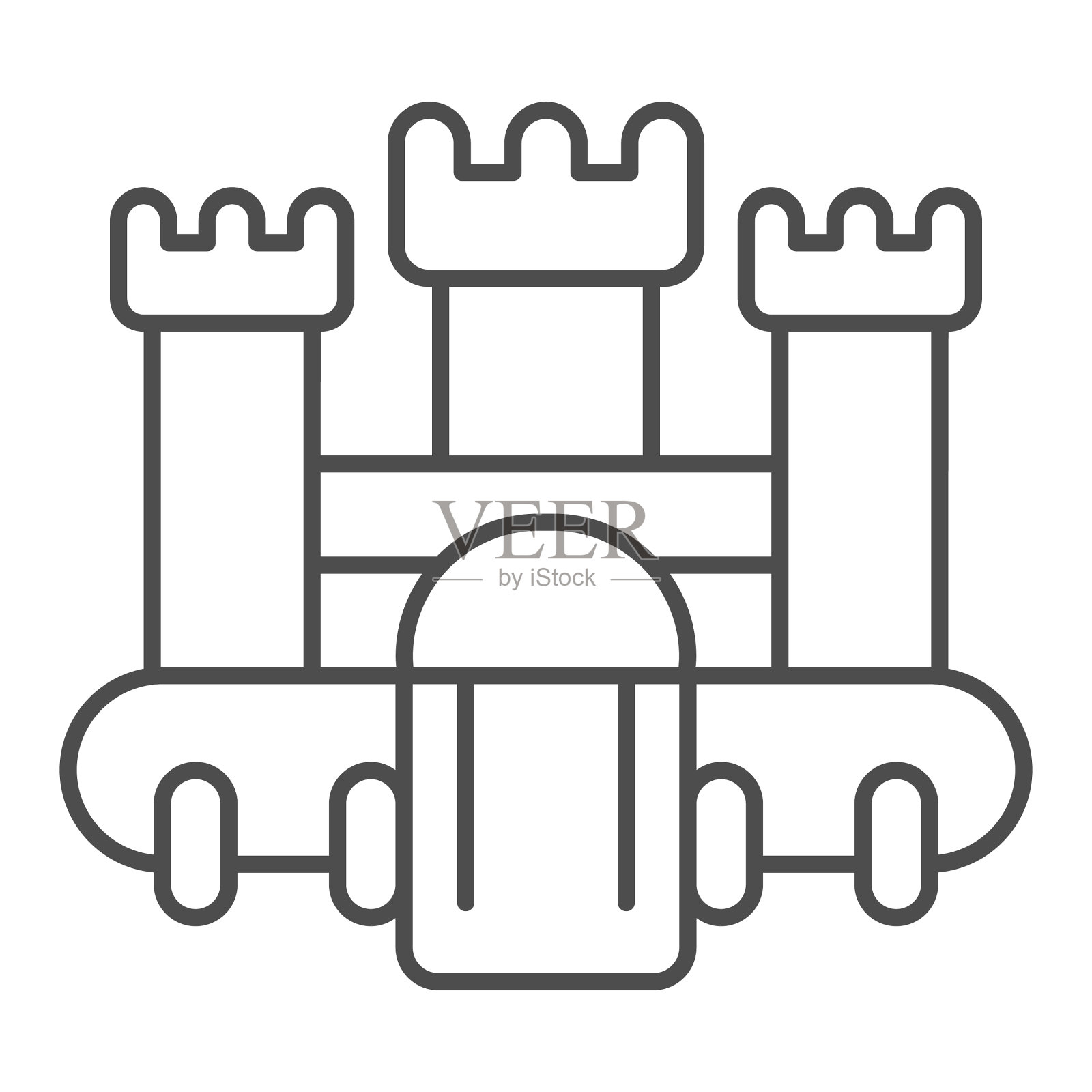 弹跳城堡细线图标儿童插画图片素材