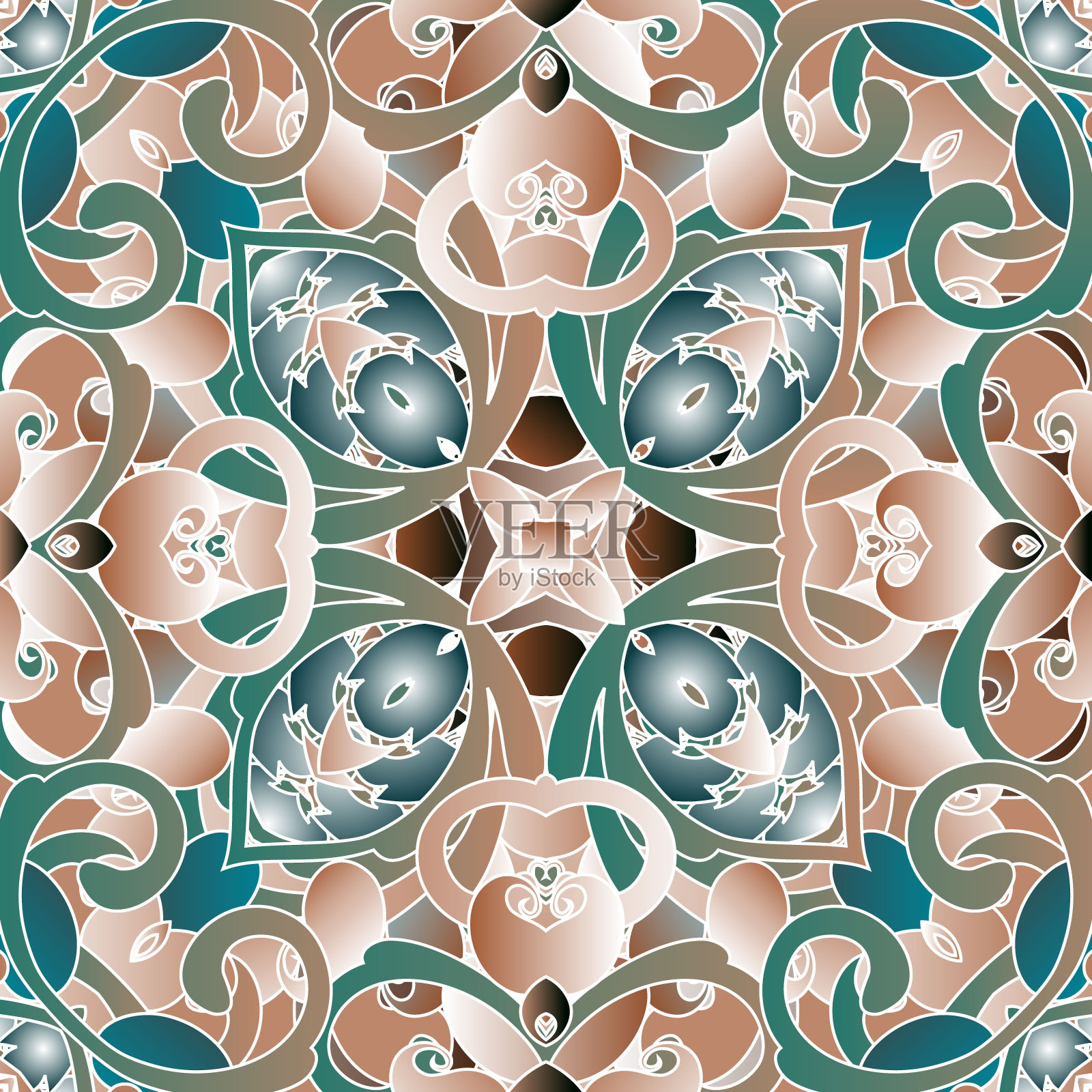 佩斯利花型无缝图案。复古图案的背景。矢量民族风格的佩斯利花，叶，形状。重复五颜六色的装饰品。装饰华丽的设计墙纸，印刷，织物插画图片素材