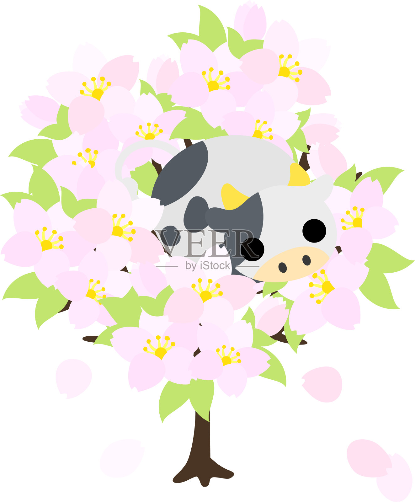 圆形奶牛的插图像一个填充动物插画图片素材