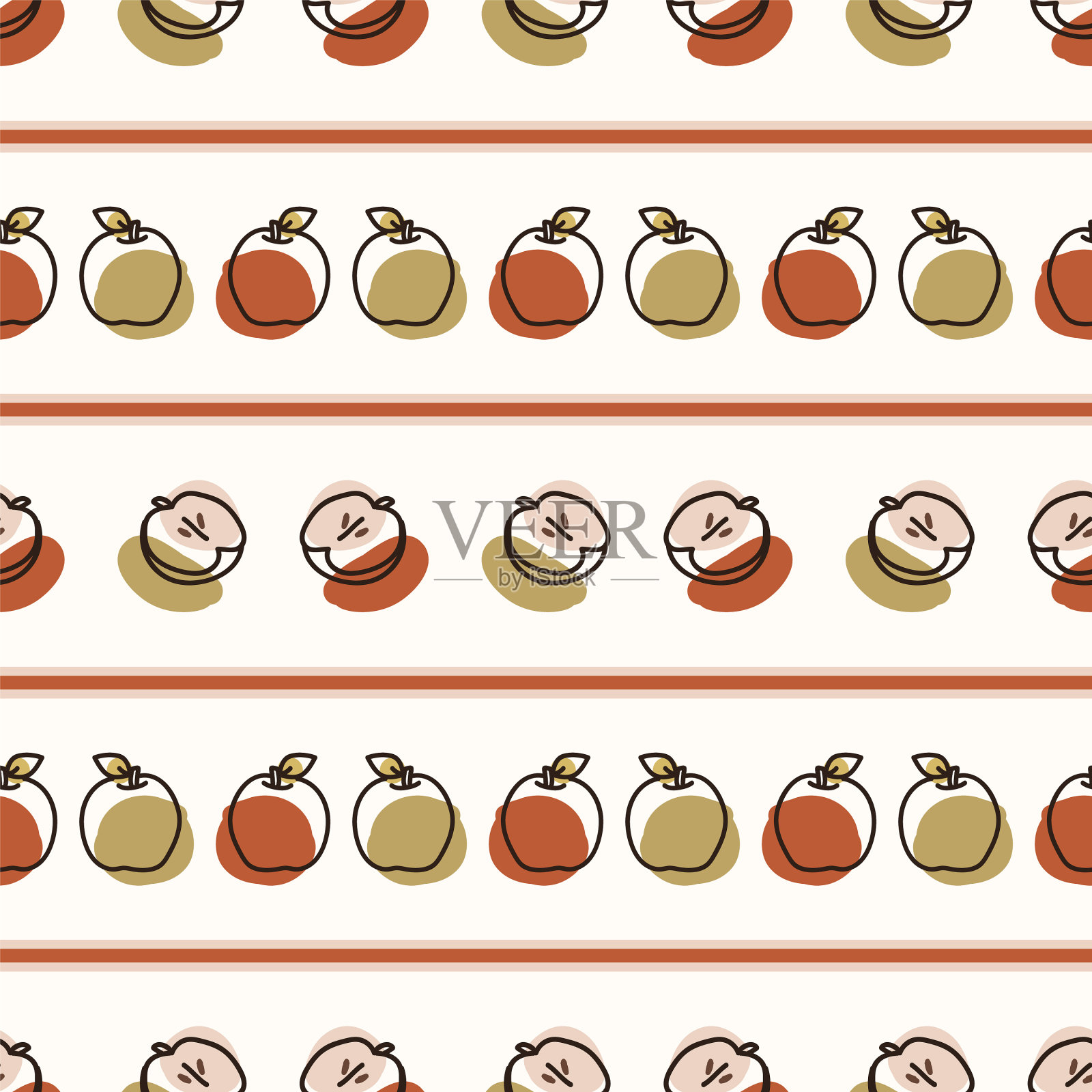无缝背景苹果条纹中性插画图片素材