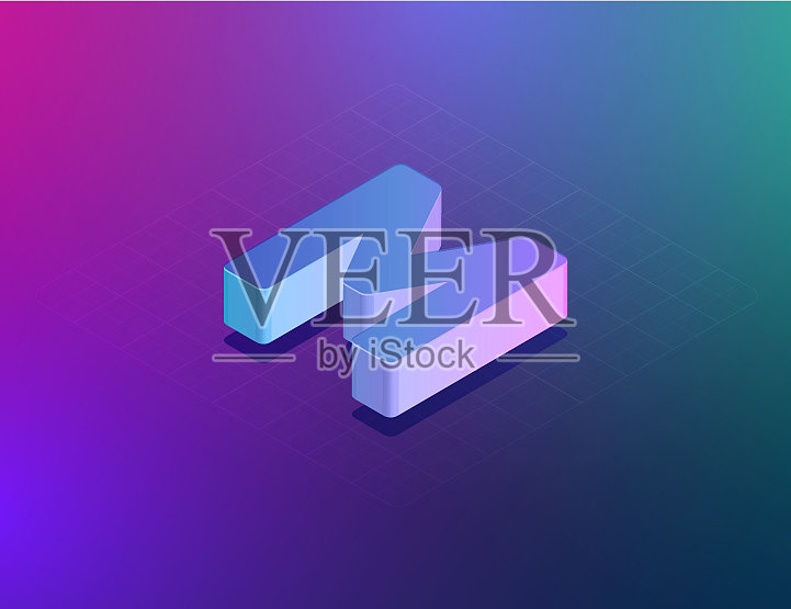 三dee技术字体字符m等距插画图片素材