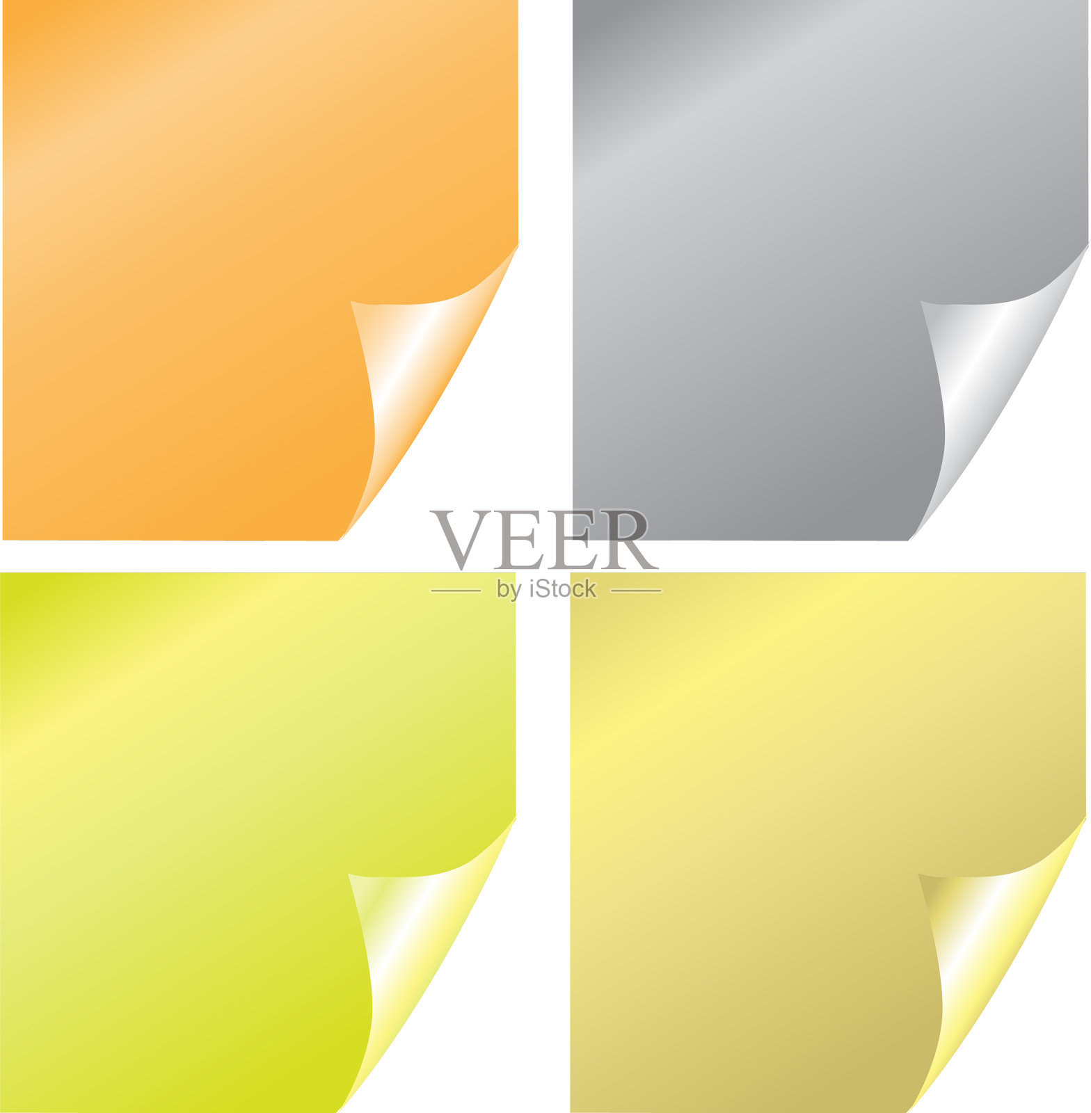 彩色贴纸上带有逼真的页卷图标素材