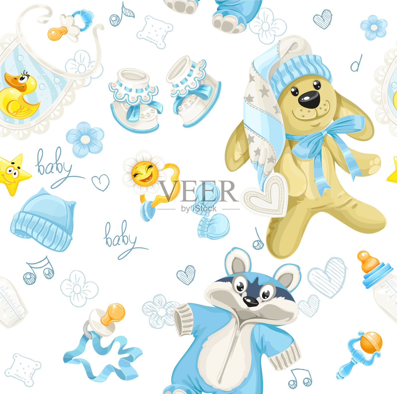 无缝图案服装玩具和填充物是一种插画图片素材