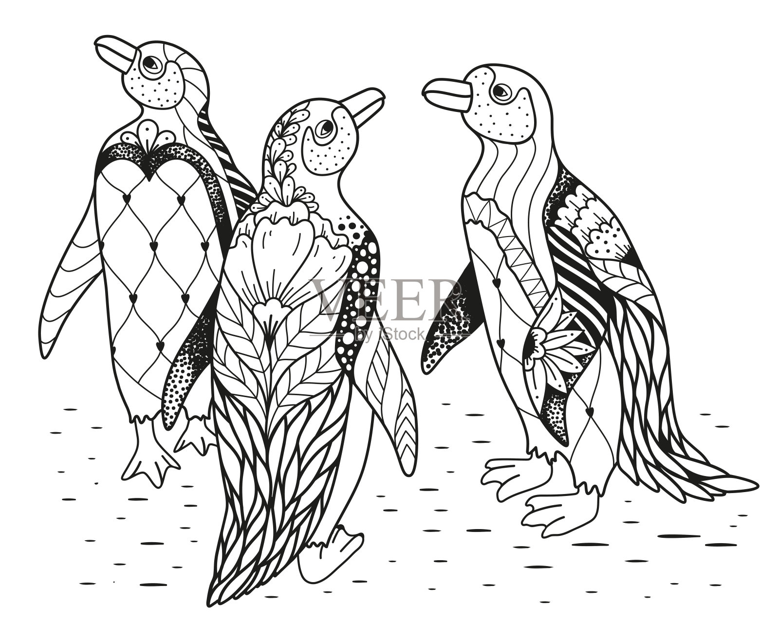 抗压力涂色书非洲企鹅插画图片素材