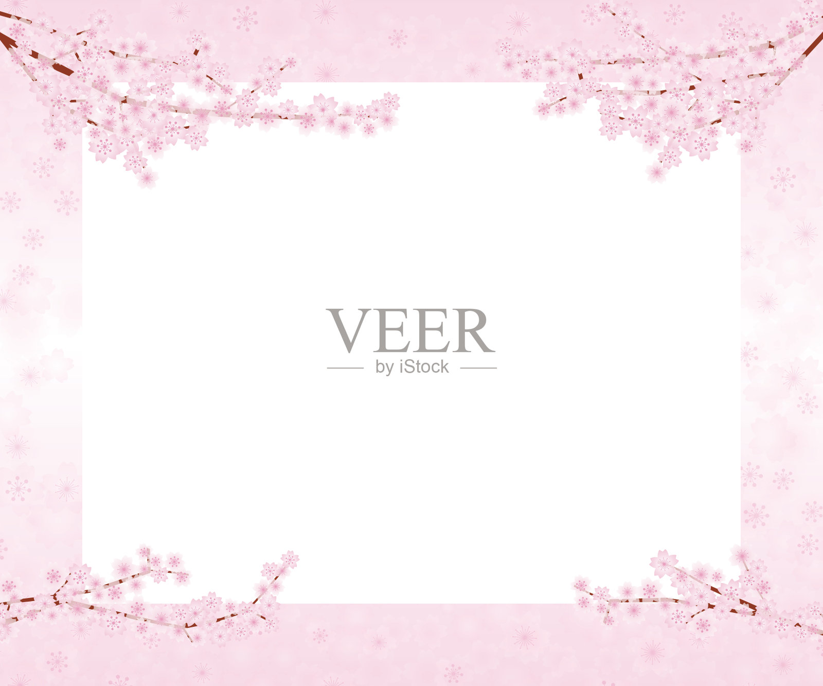 樱桃树相框插画图片素材