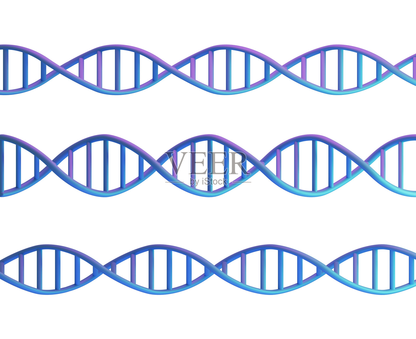 蓝色DNA分子结构分离在白色上。科技背景，3d渲染照片摄影图片