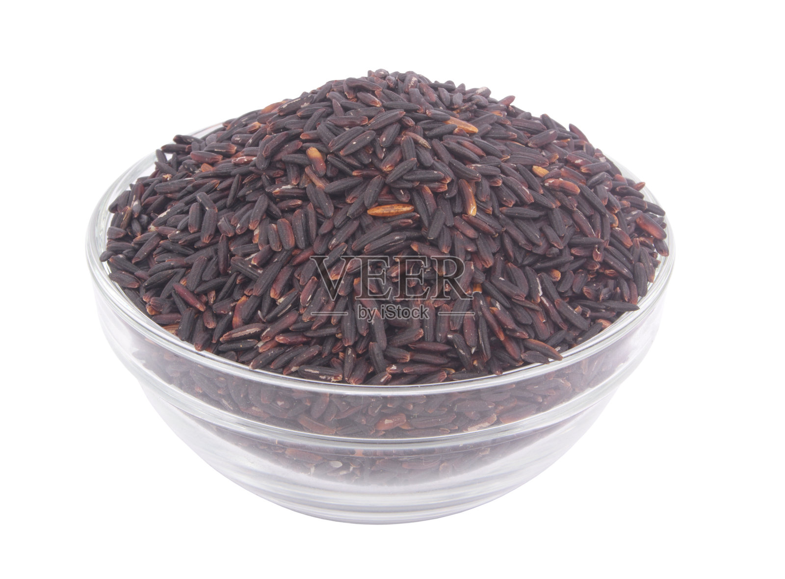 黑米在玻璃碗孤立照片摄影图片