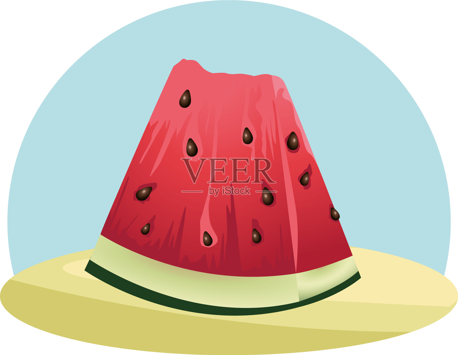 西瓜是热带夏季的新鲜水果插画图片素材