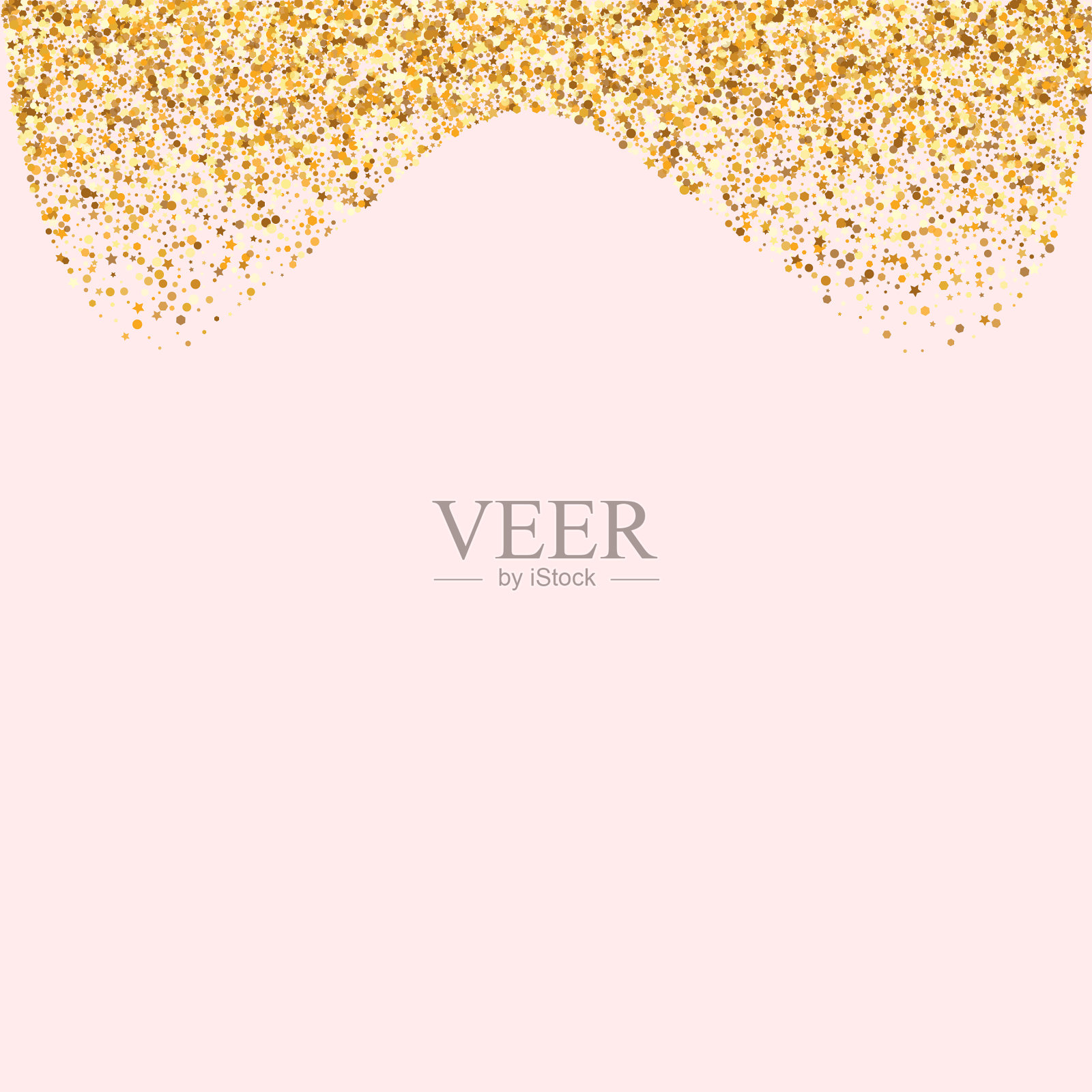 金色雨效果，粉色背景明亮闪亮插画图片素材