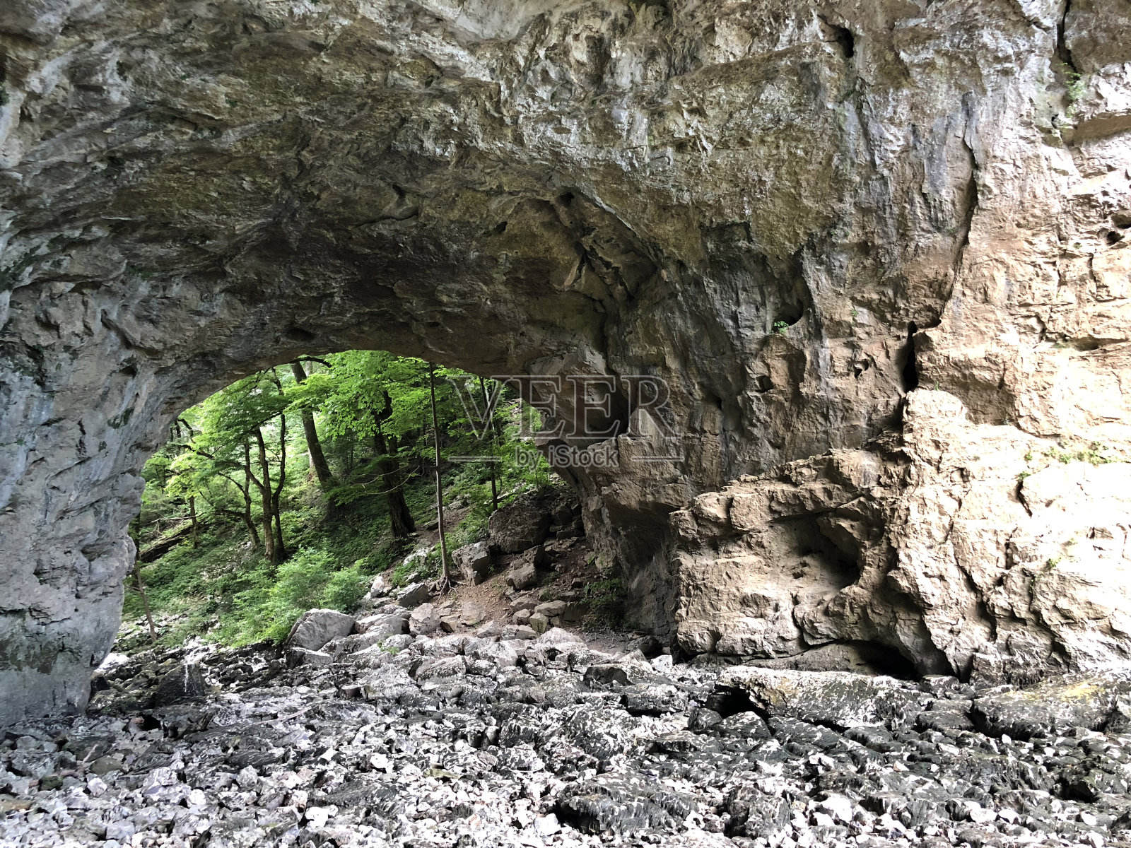 斯洛文尼亚Cerknica Notranjska地区公园(Krajinski Park Rakov Škocjan，斯洛维尼亚)Rak河河谷或Veliki naravni most的天然大桥照片摄影图片