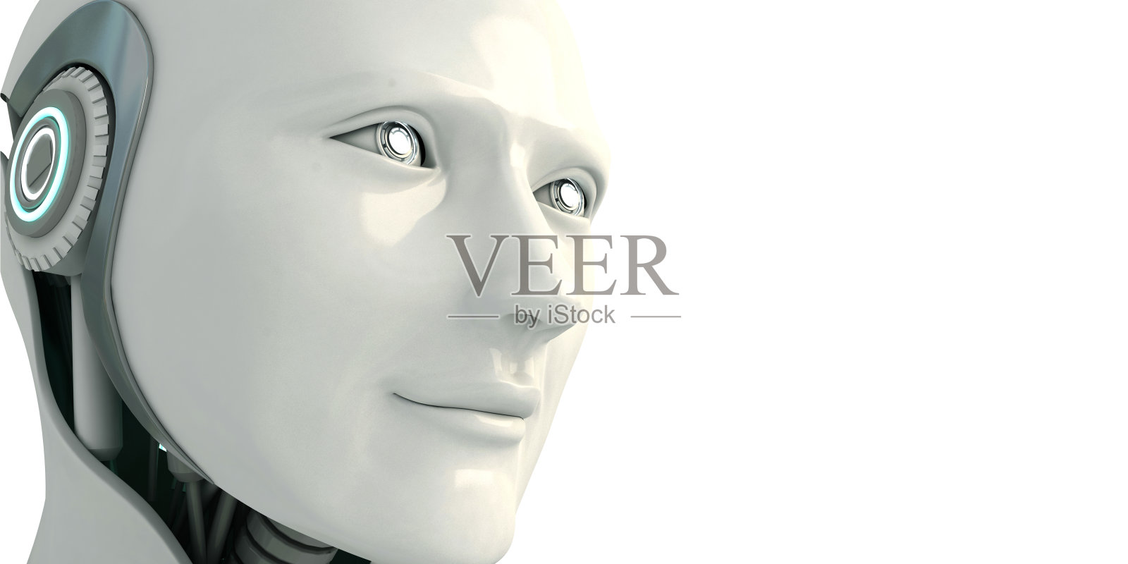 数字人工智能机器人3d渲染。高技术概念背景。照片摄影图片