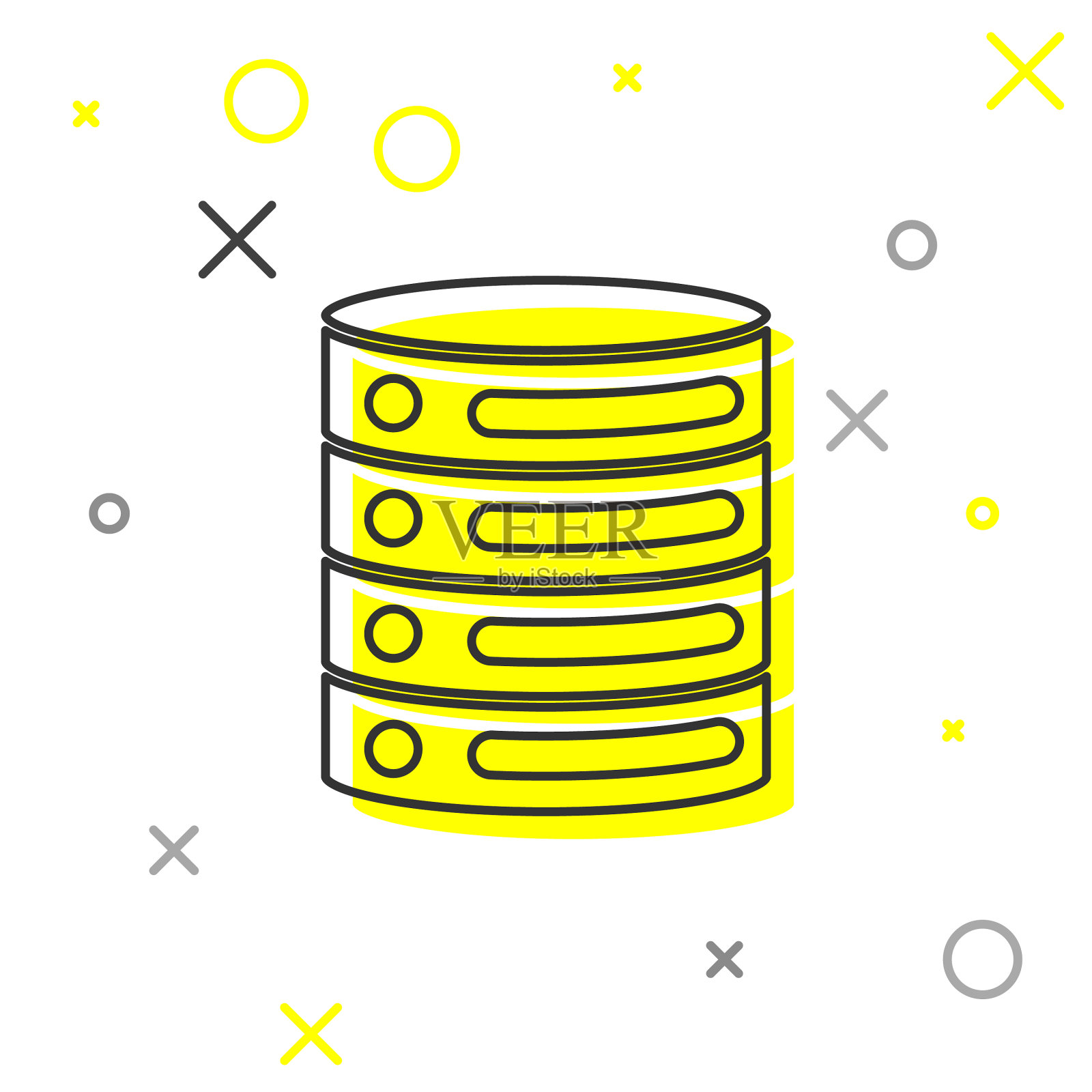 灰色线服务器数据web主机图标隔离插画图片素材