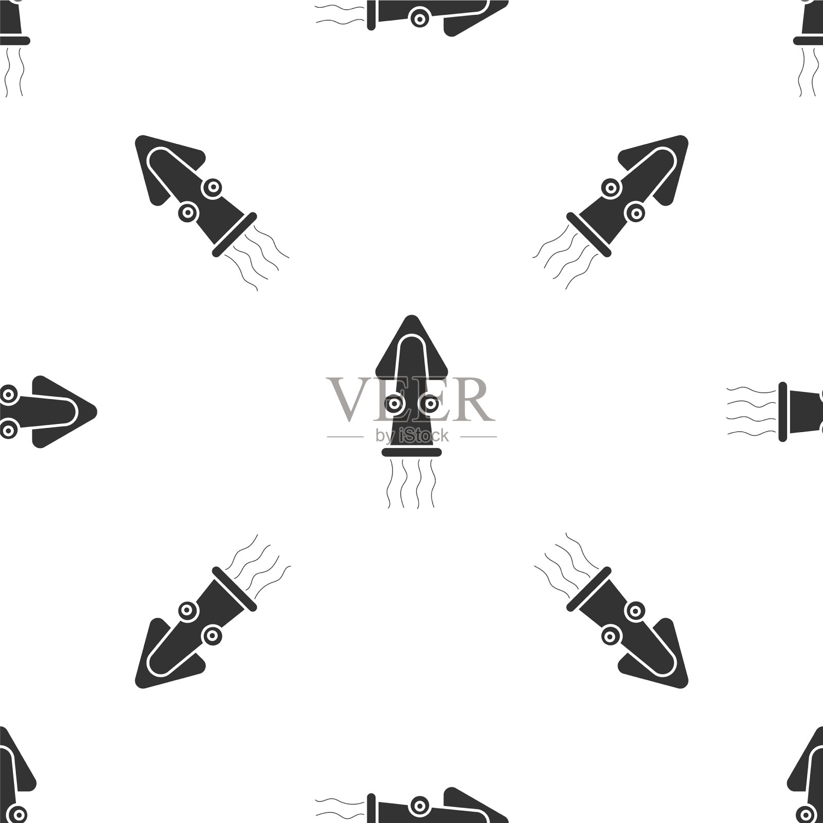 灰色章鱼图标孤立无缝图案上插画图片素材