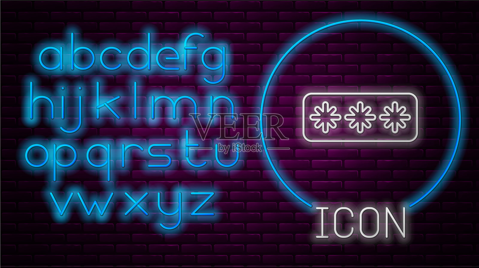 发光霓虹线密码保护和安全插画图片素材