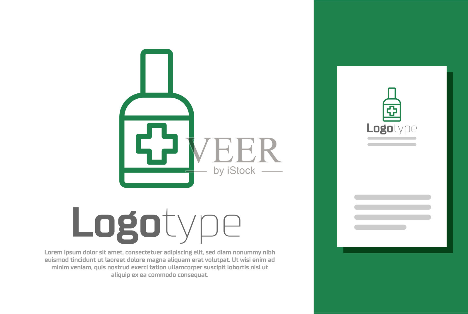 绿色线瓶液体抗菌肥皂图标素材