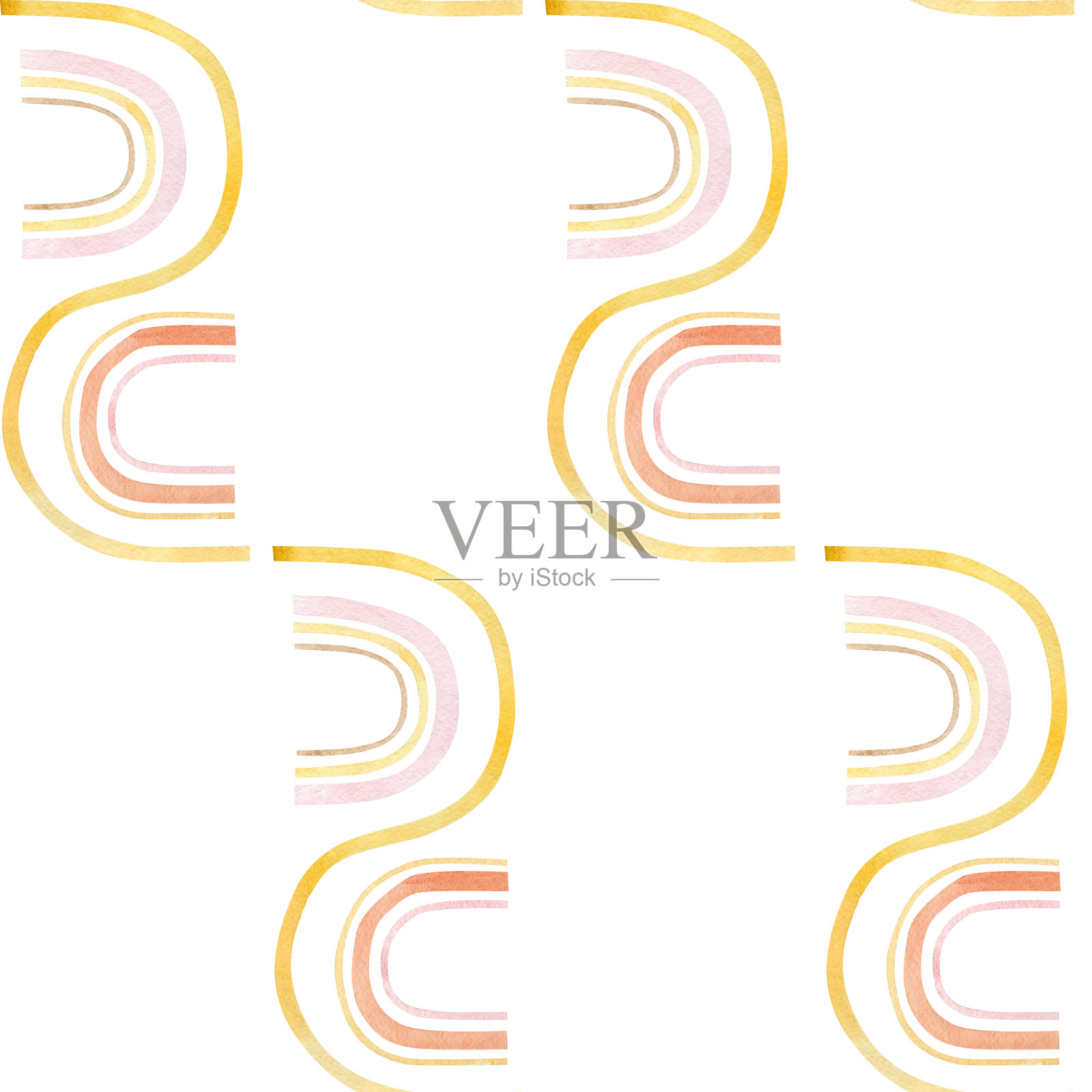 水彩无缝图案波西米亚彩虹极简主义。抽象美学拼贴现代背景，用于墙面装饰，儿童房装饰，壁纸，纺织面料。插画图片素材