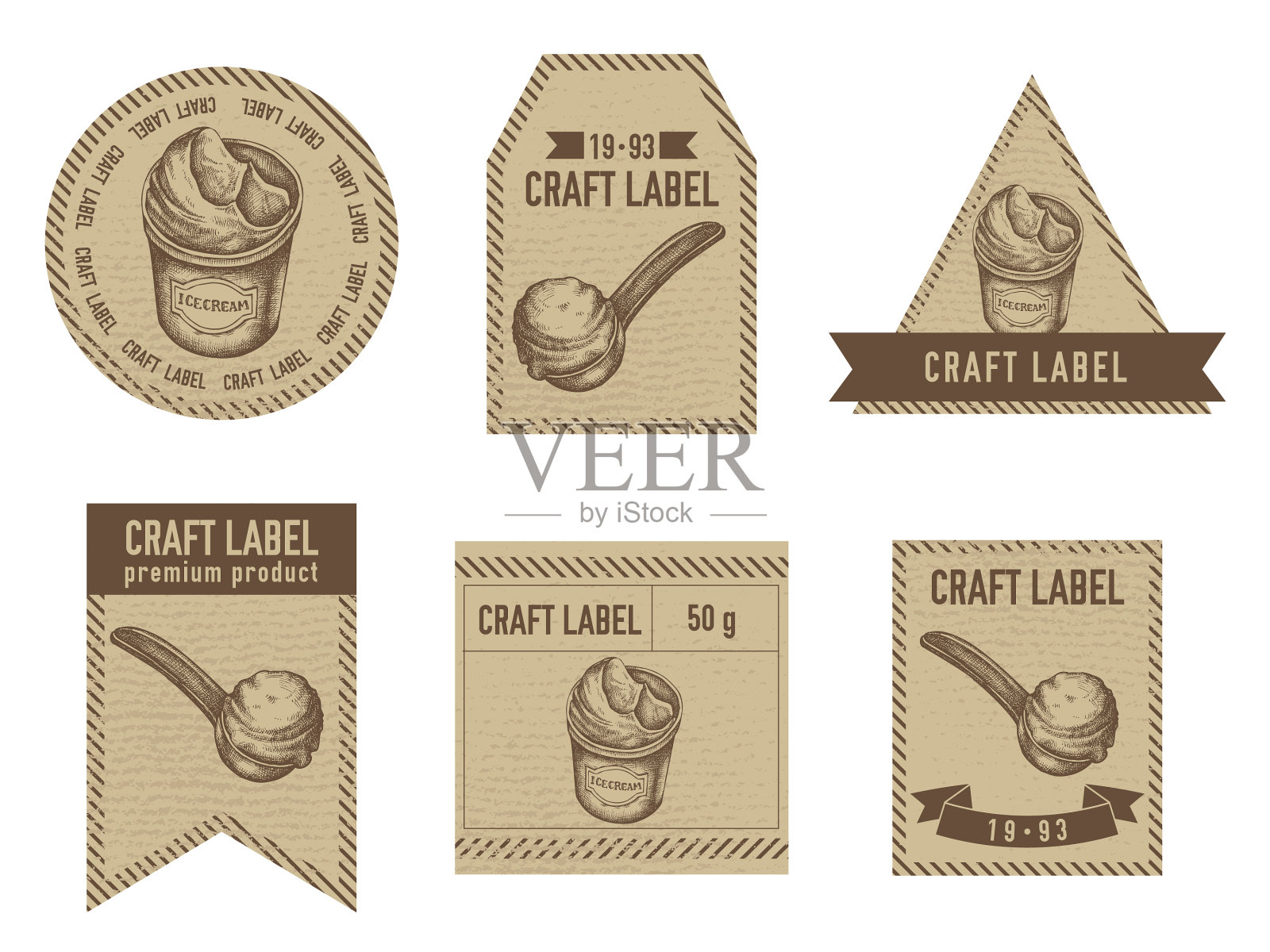 工艺标签复古设计与插画图片素材