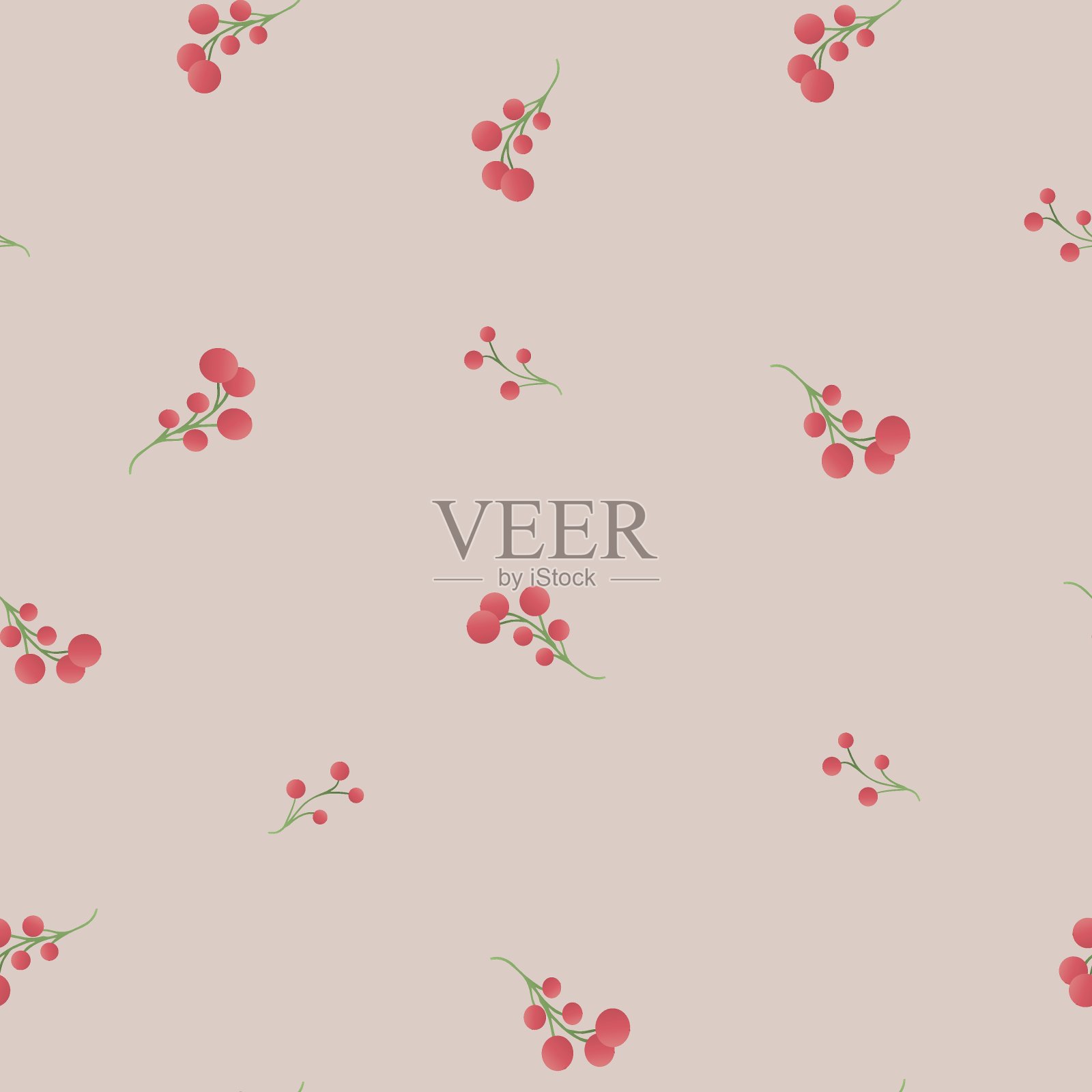 无缝矢量模式与红醋栗浆果和绿色的树枝在粉红色的背景。适用于设计、菜单、装饰、纺织、盖、盖、装饰、糕点、烹饪设计。插画图片素材