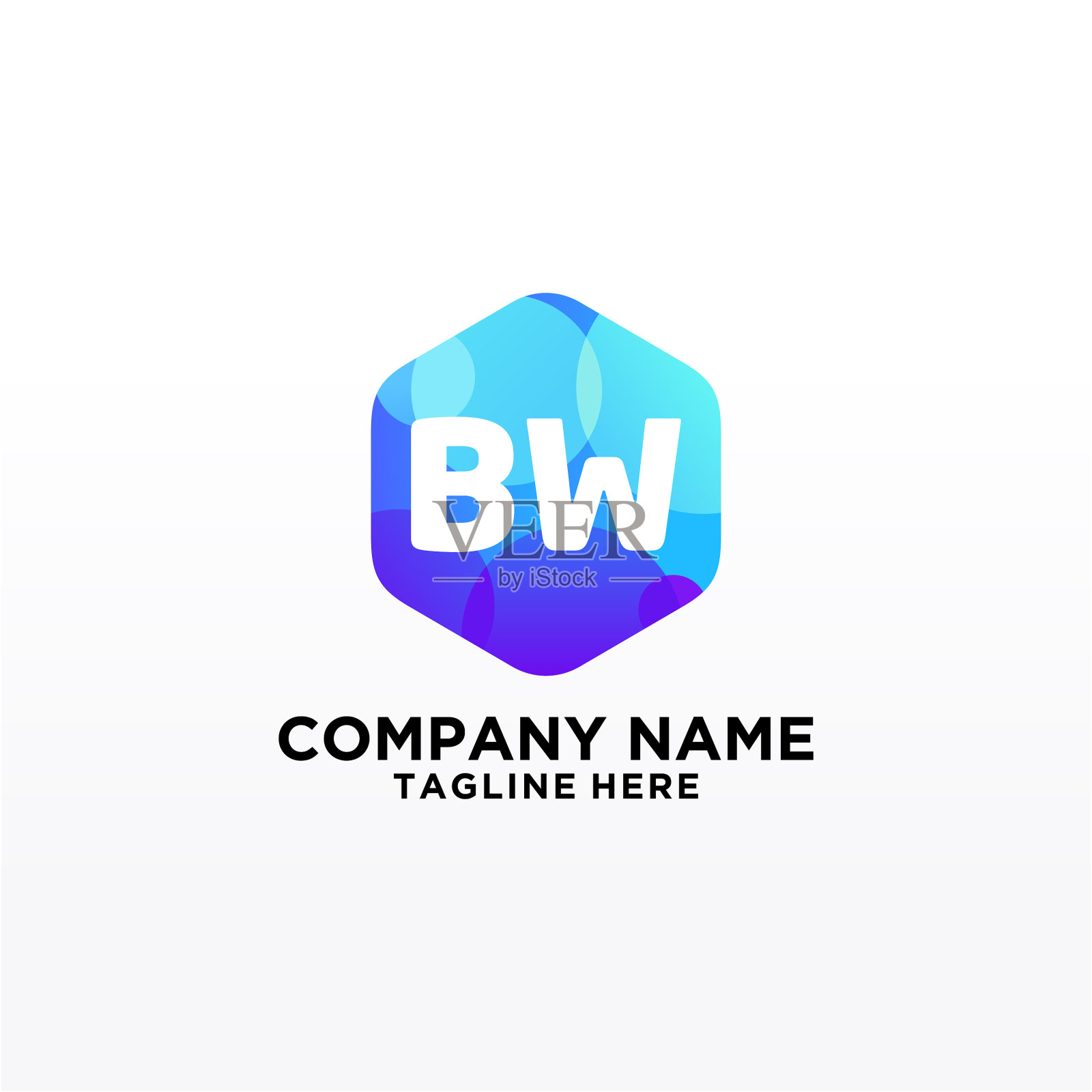 Bw初始标志与彩色圆模板插画图片素材