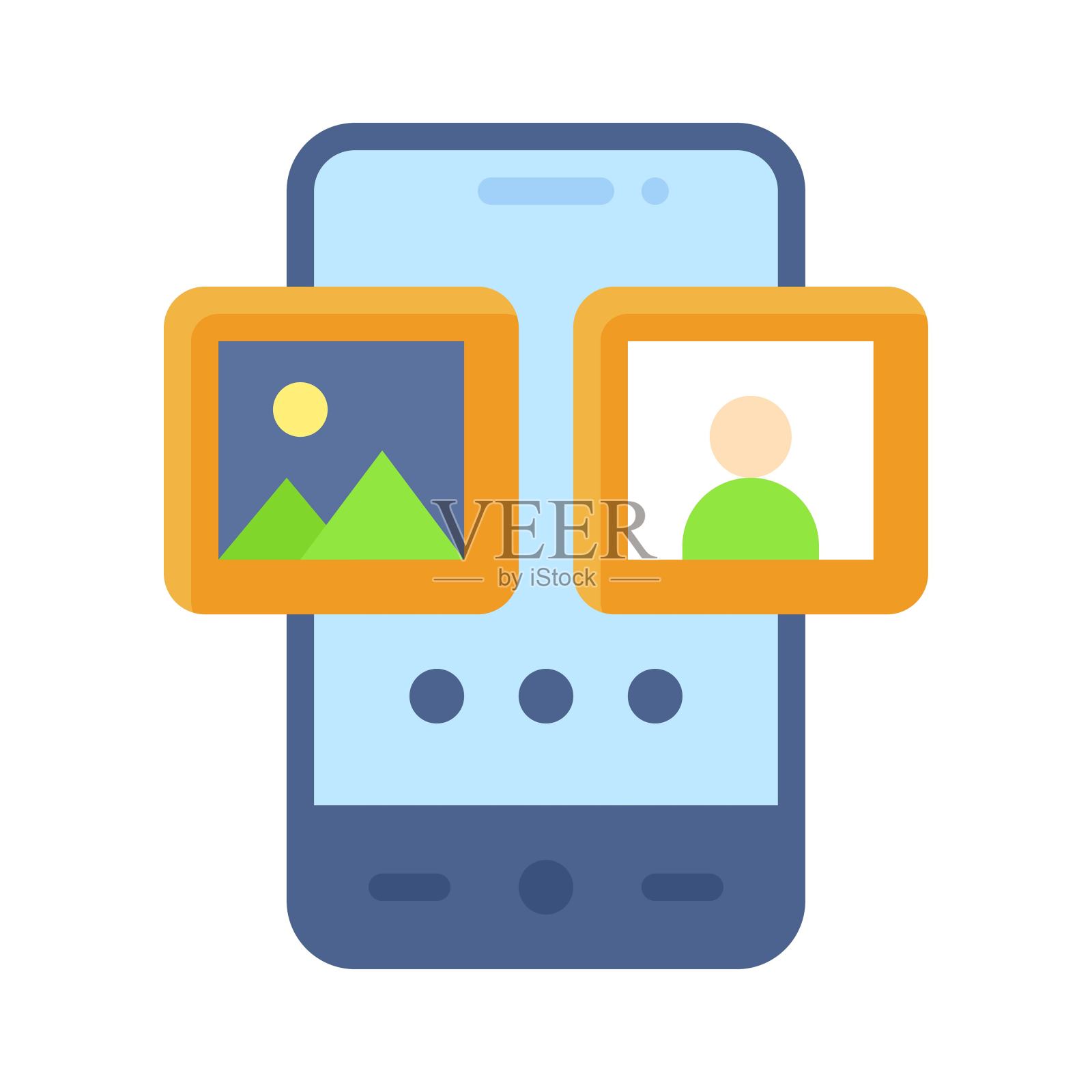 照片应用程序图标，移动应用程序矢量插图图标素材