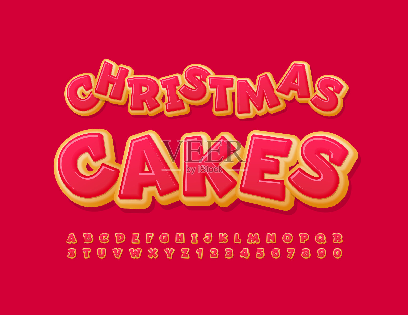 矢量美味的象征圣诞蛋糕。甜甜圈字母和数字集设计元素图片