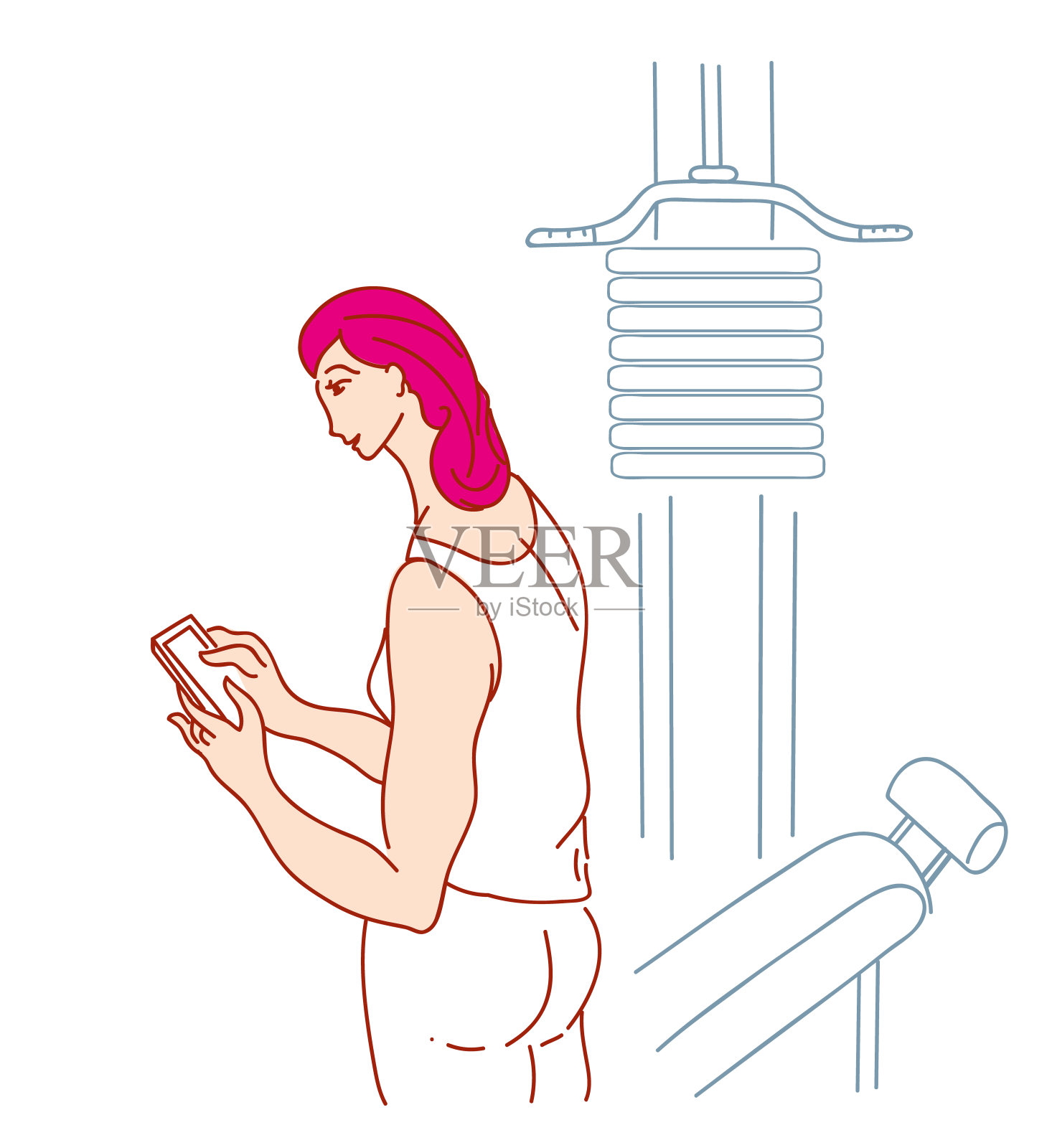 女性通过智能手机成为社交媒体的影响者。插画图片素材