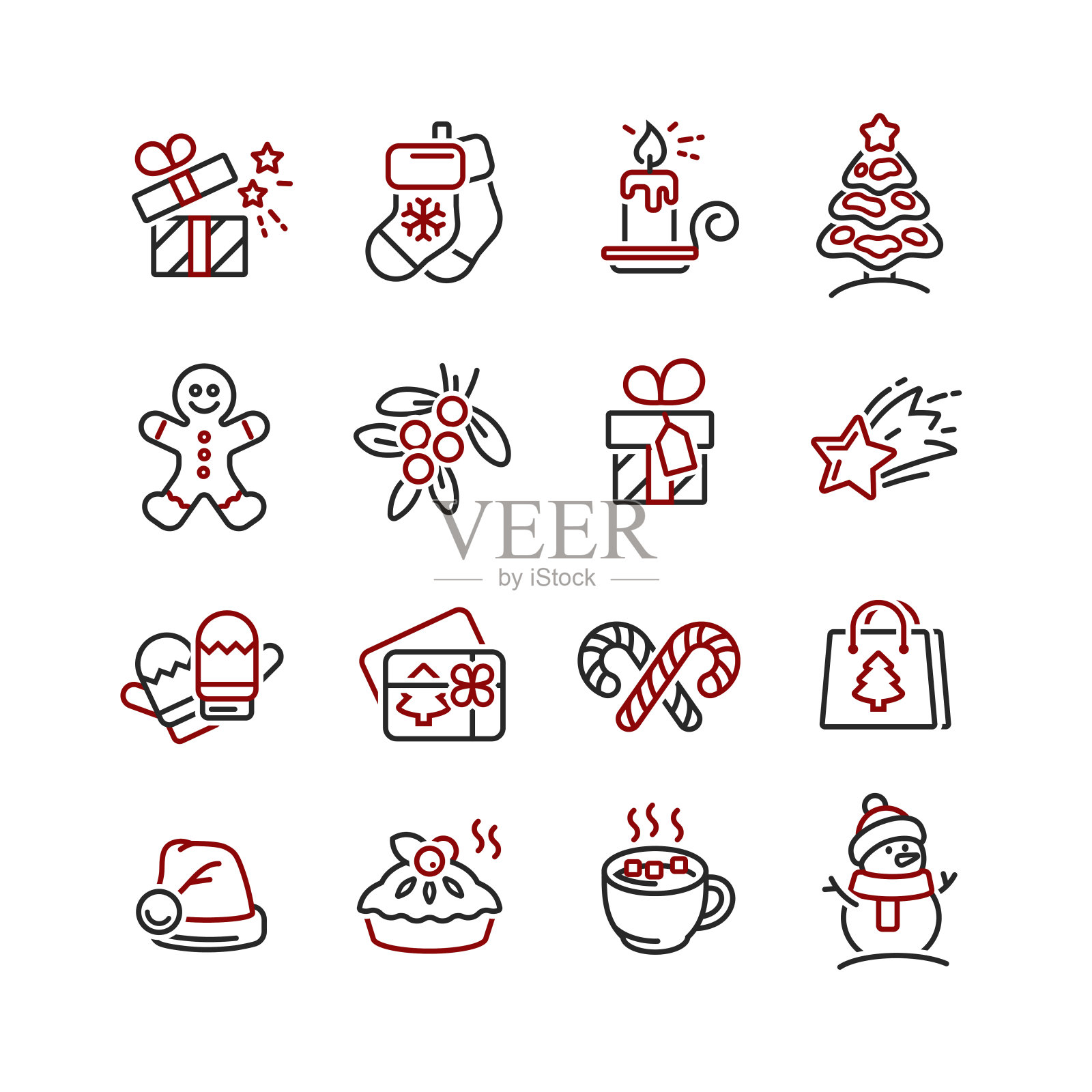 一套圣诞图标的设计和装饰图标素材