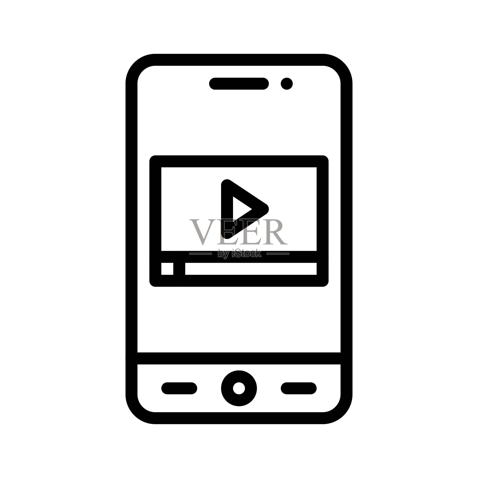 多媒体应用图标，移动应用矢量插图插画图片素材