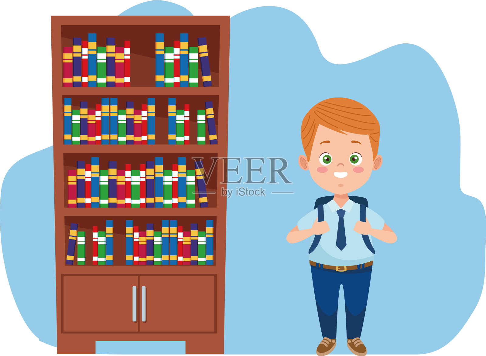 穿着制服的小学生插画图片素材