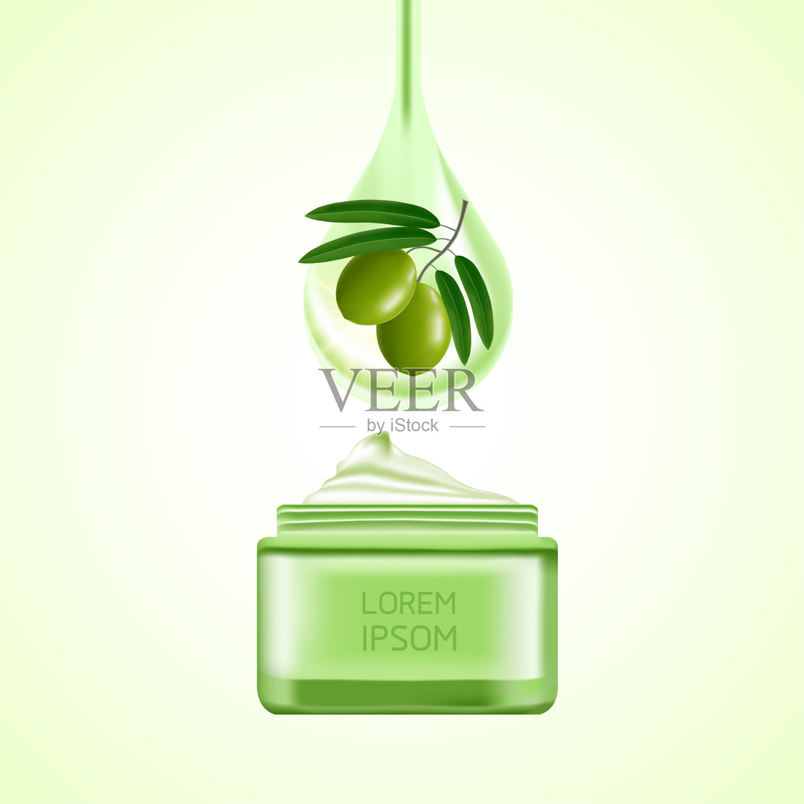 橄榄色的美丽和化妆品优雅的矢量插图。插画图片素材