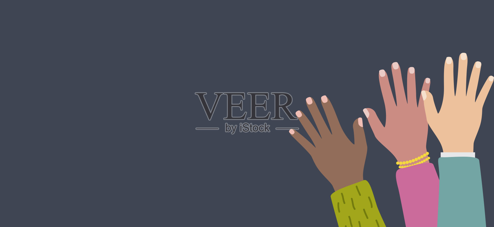 多元文化和多民族社区融合概念与举手的人。不同文化和国家背景的种族平等。矢量图插画图片素材