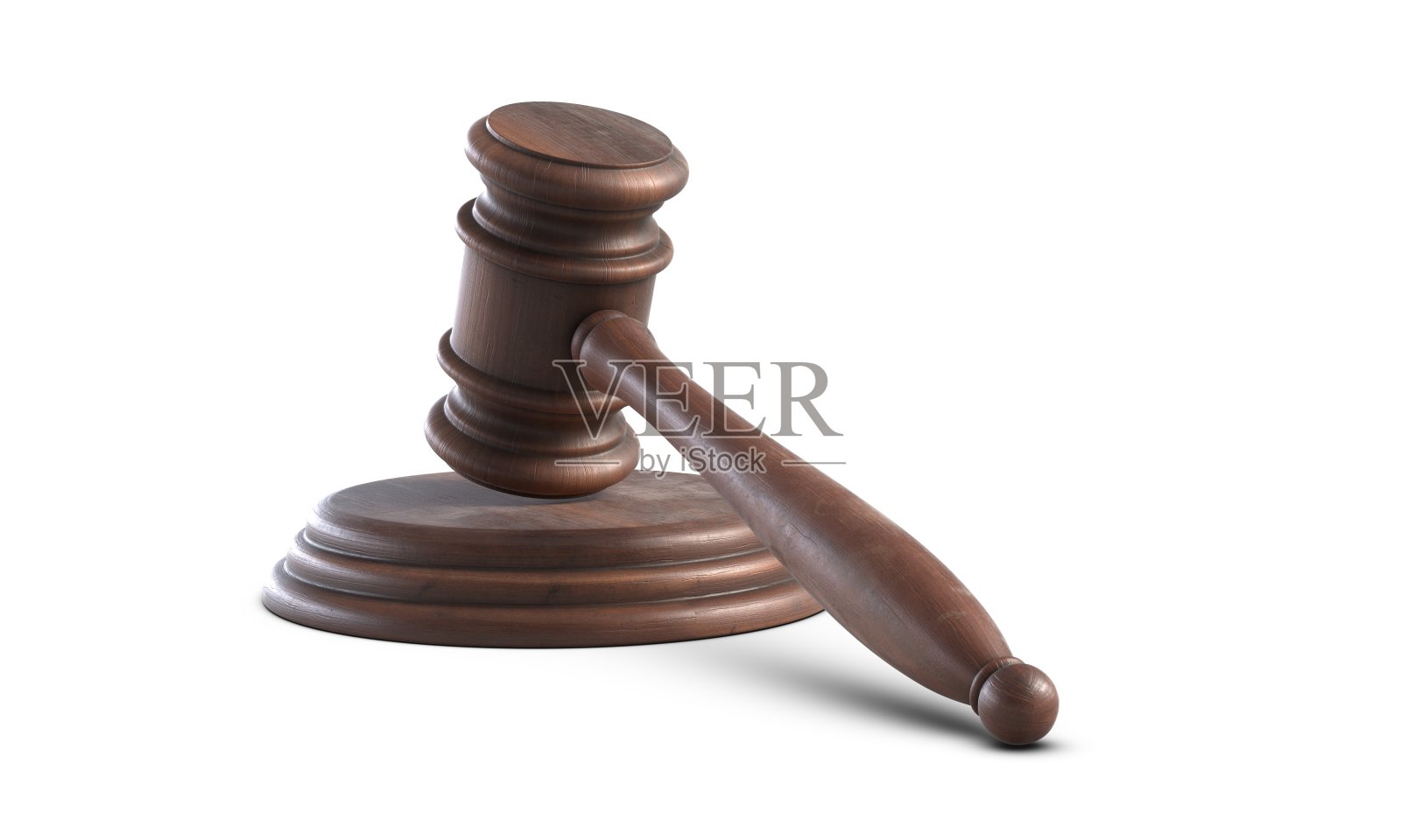 渲染的木制法官木槌孤立的白色背景照片摄影图片