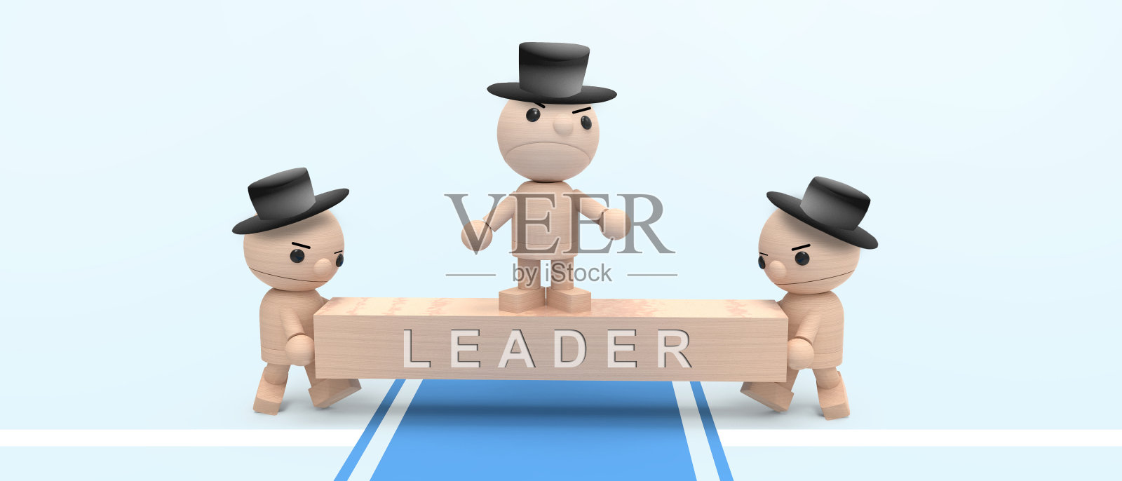 商业概念成功的领导和人类符号与货运交付服务在蓝色背景- 3d渲染照片摄影图片