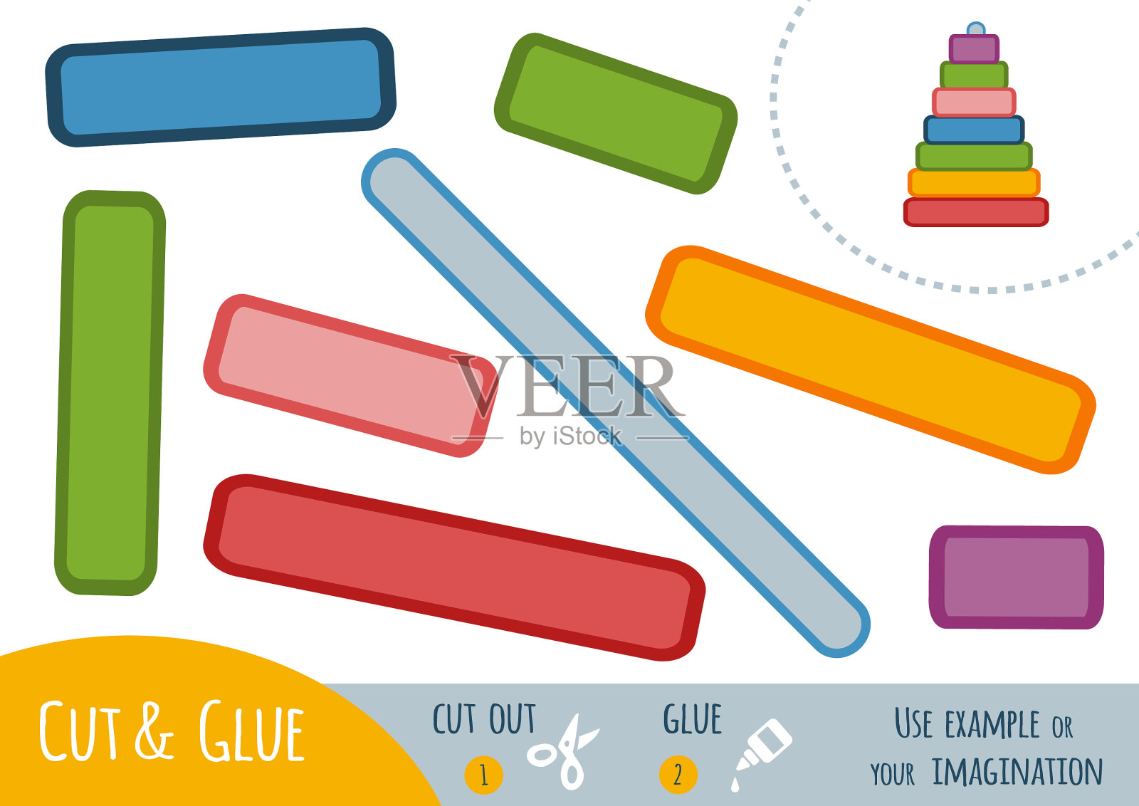 儿童金字塔教育纸游戏插画图片素材