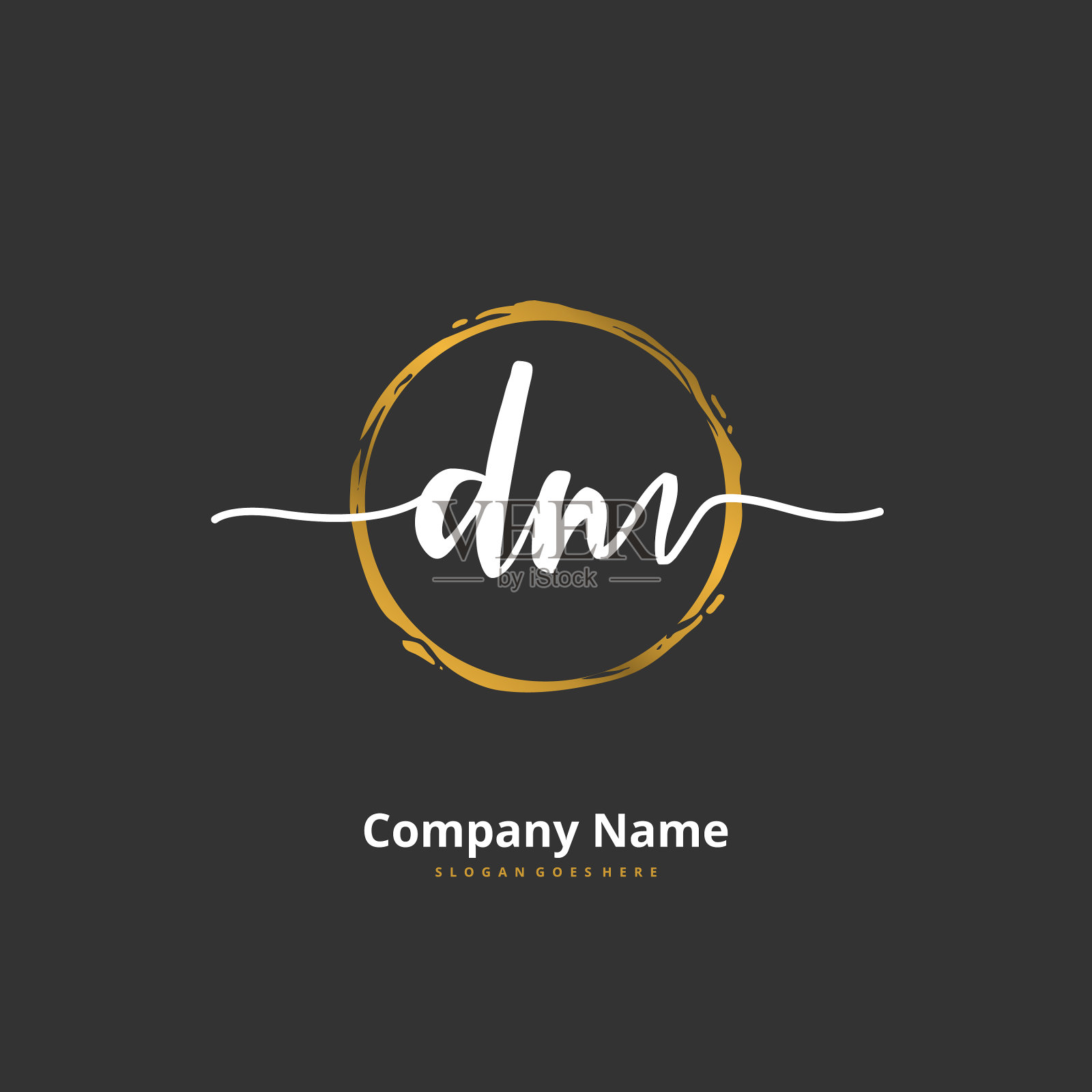 D m dm初始笔迹和签名标志插画图片素材