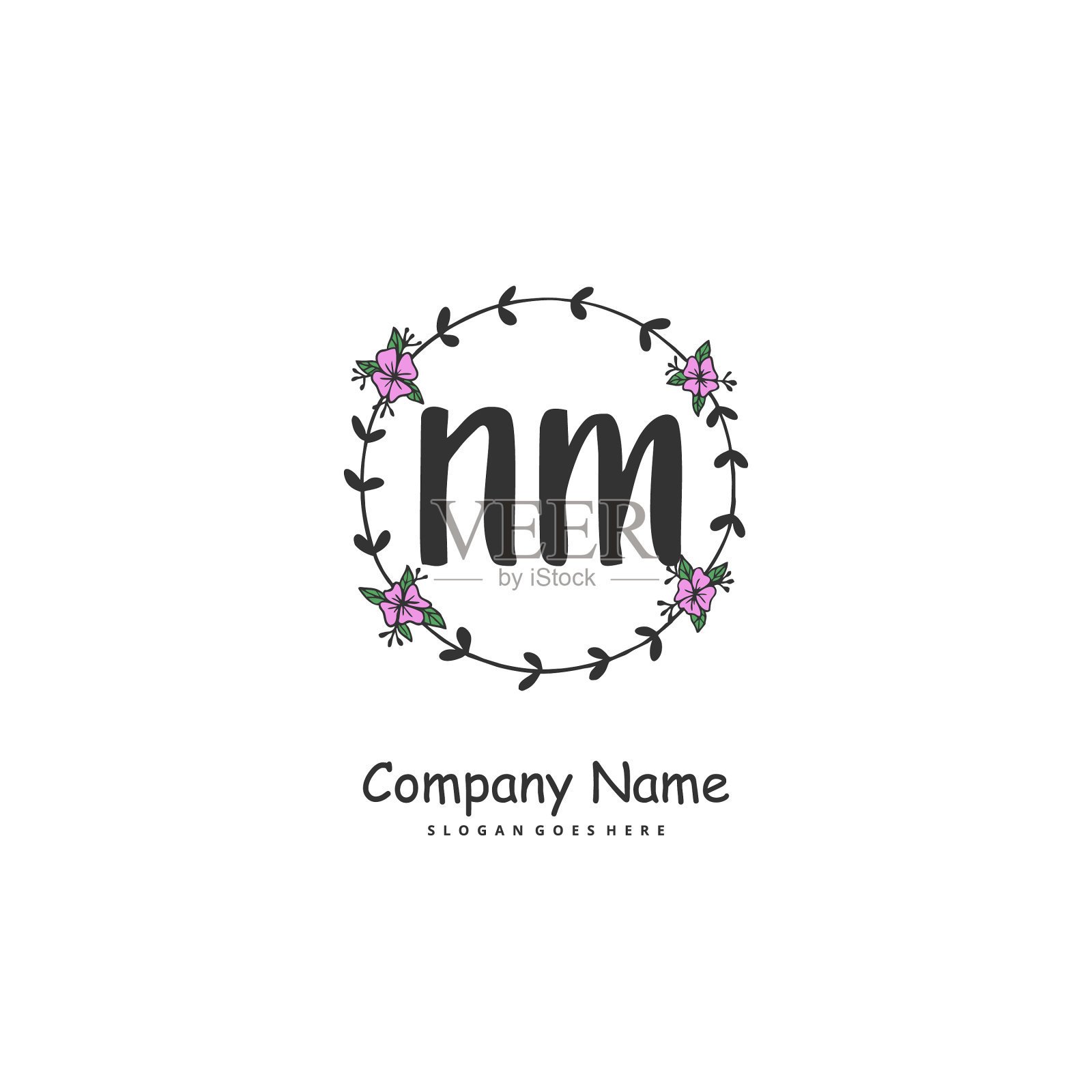 N m m初始手写和签名标志插画图片素材