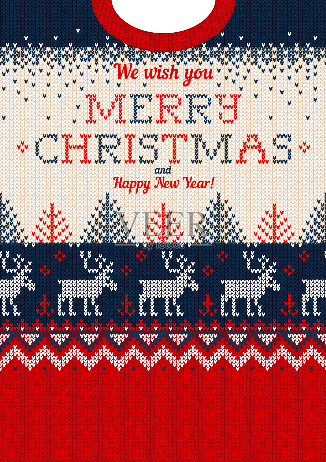 丑陋的毛衣圣诞贺卡快乐插画图片素材