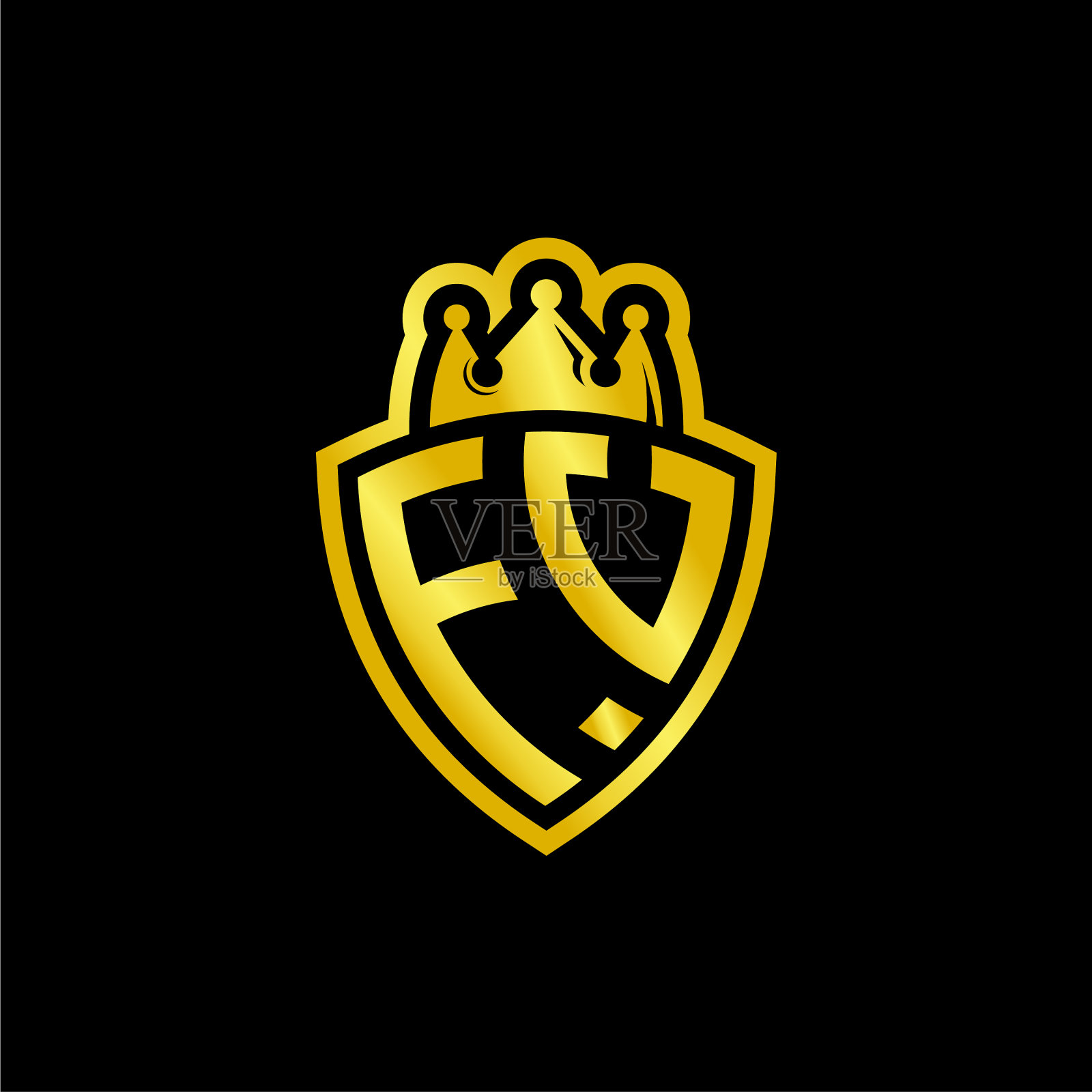 Fv标志与盾牌和皇冠风格插画图片素材