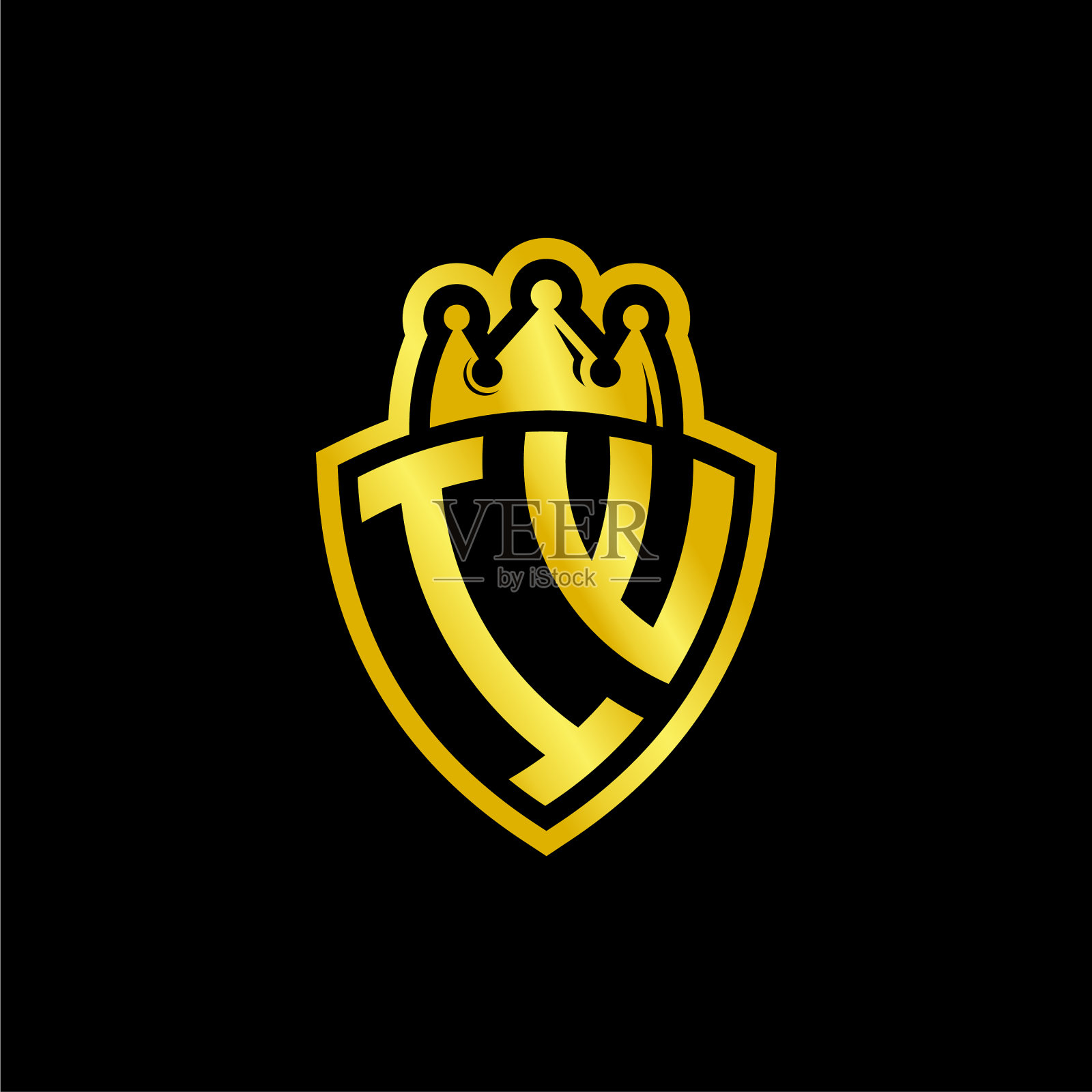 Iw徽标与盾和皇冠风格插画图片素材