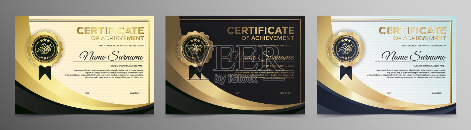 会员证书最佳奖励文凭套装插画图片素材