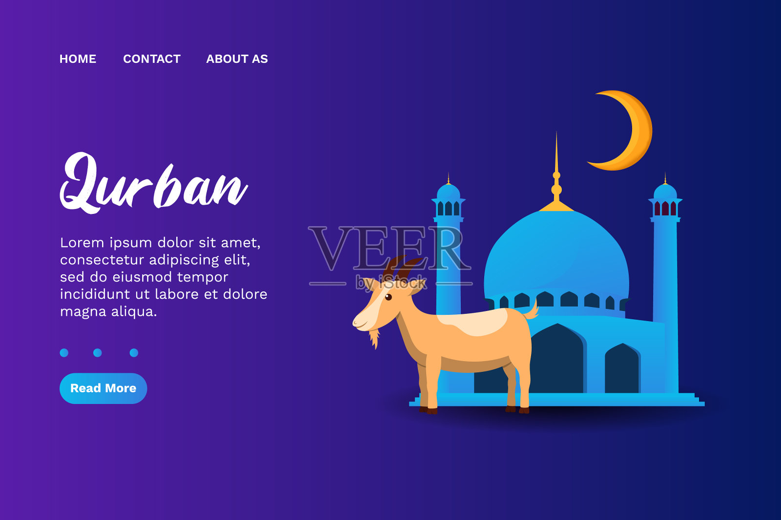 图片古尔邦清真寺与古尔邦山羊插画图片素材